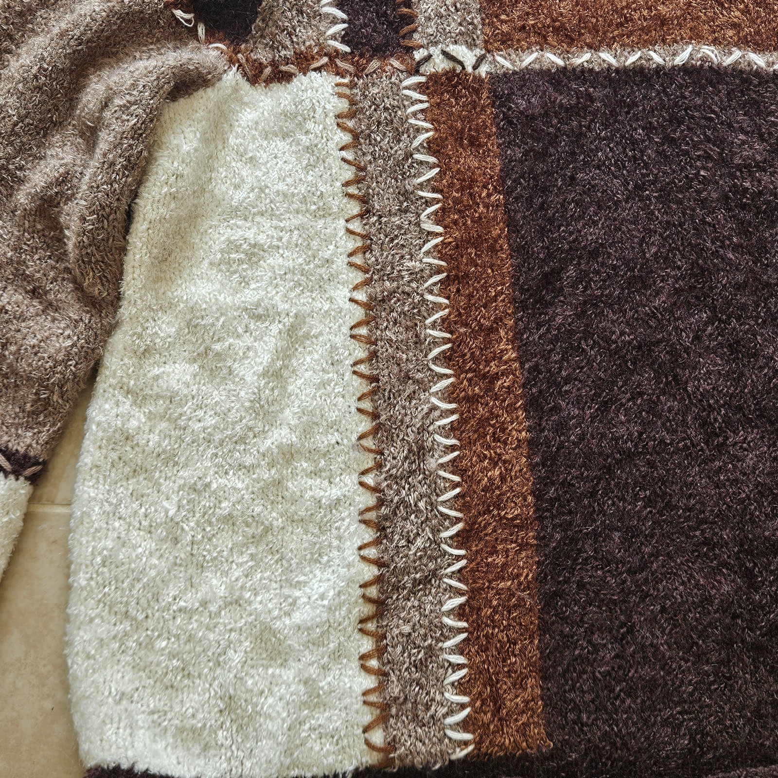 Vintage CJ Banks Sweater Womens 3X Brown White Tan Mohair Blend Fuzzy Pullover