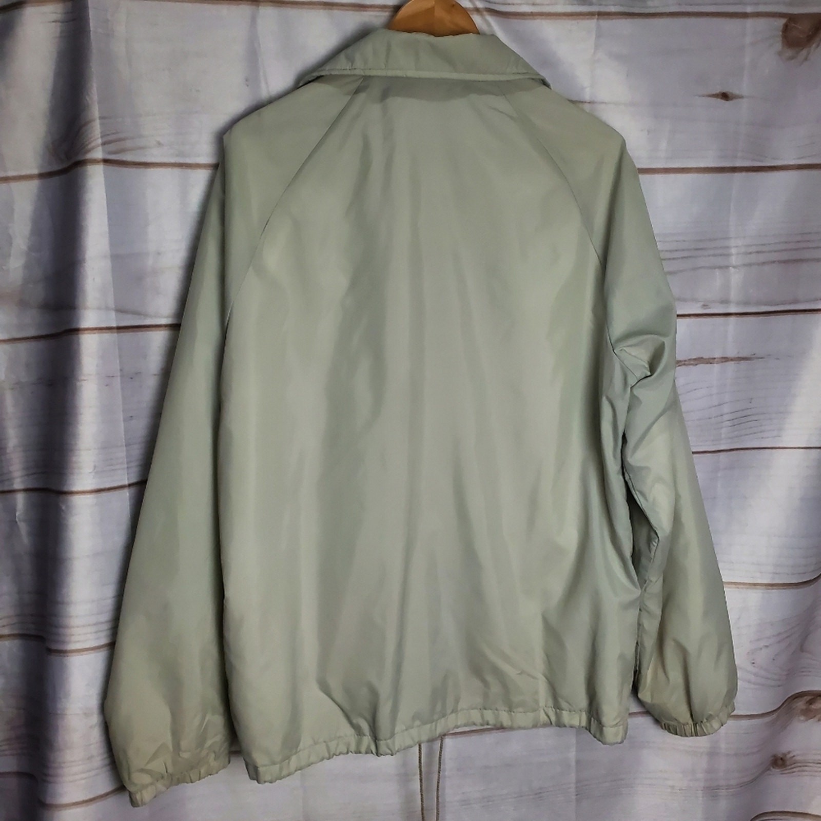 Vintage 80s Light Gray Snap Button Collar Lined Coaches Jacket Size XL
