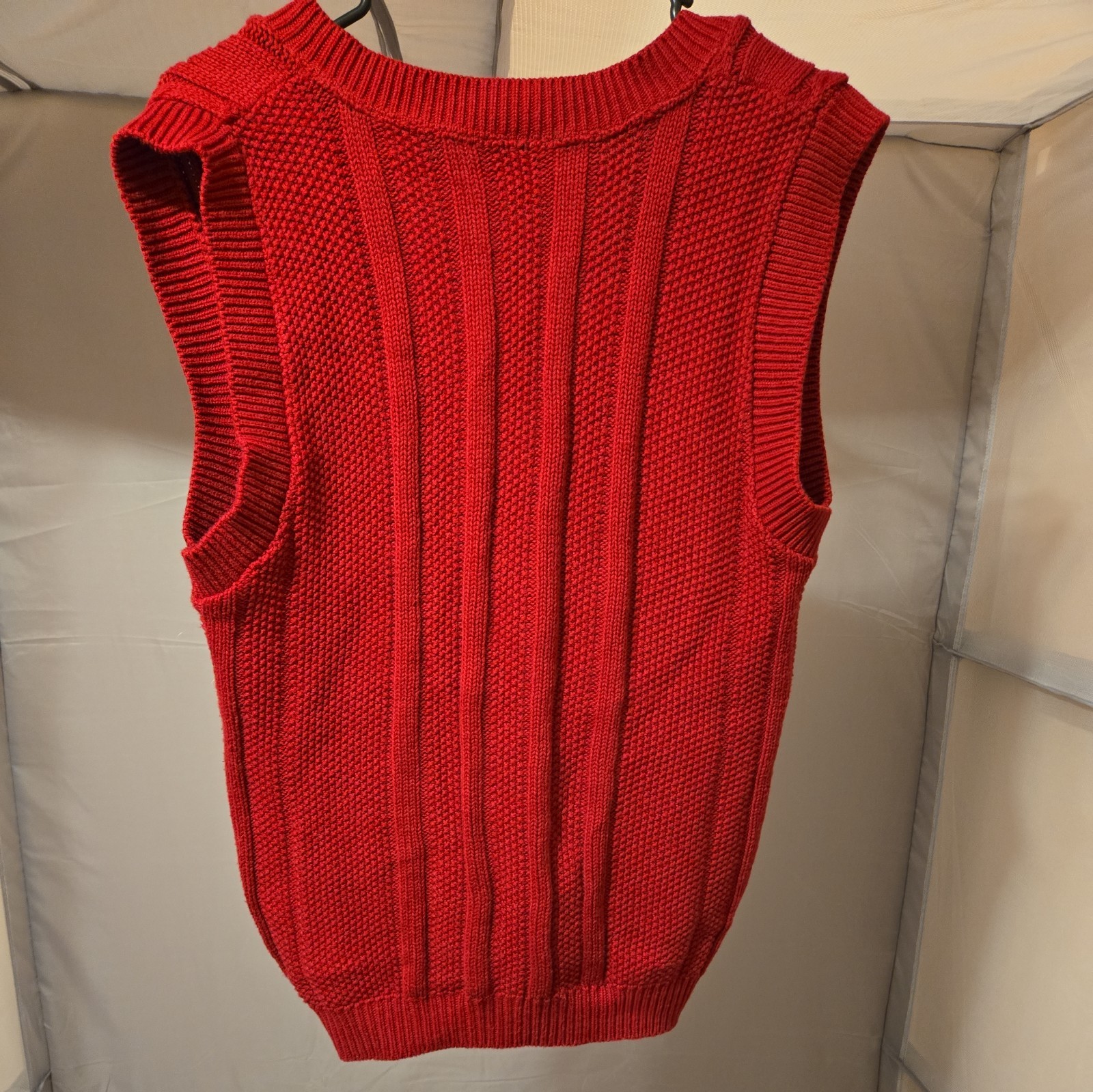 Vtg Beldoch Popper Knit Chunky Vest Buttons Usa Womens grandmacore maroon
