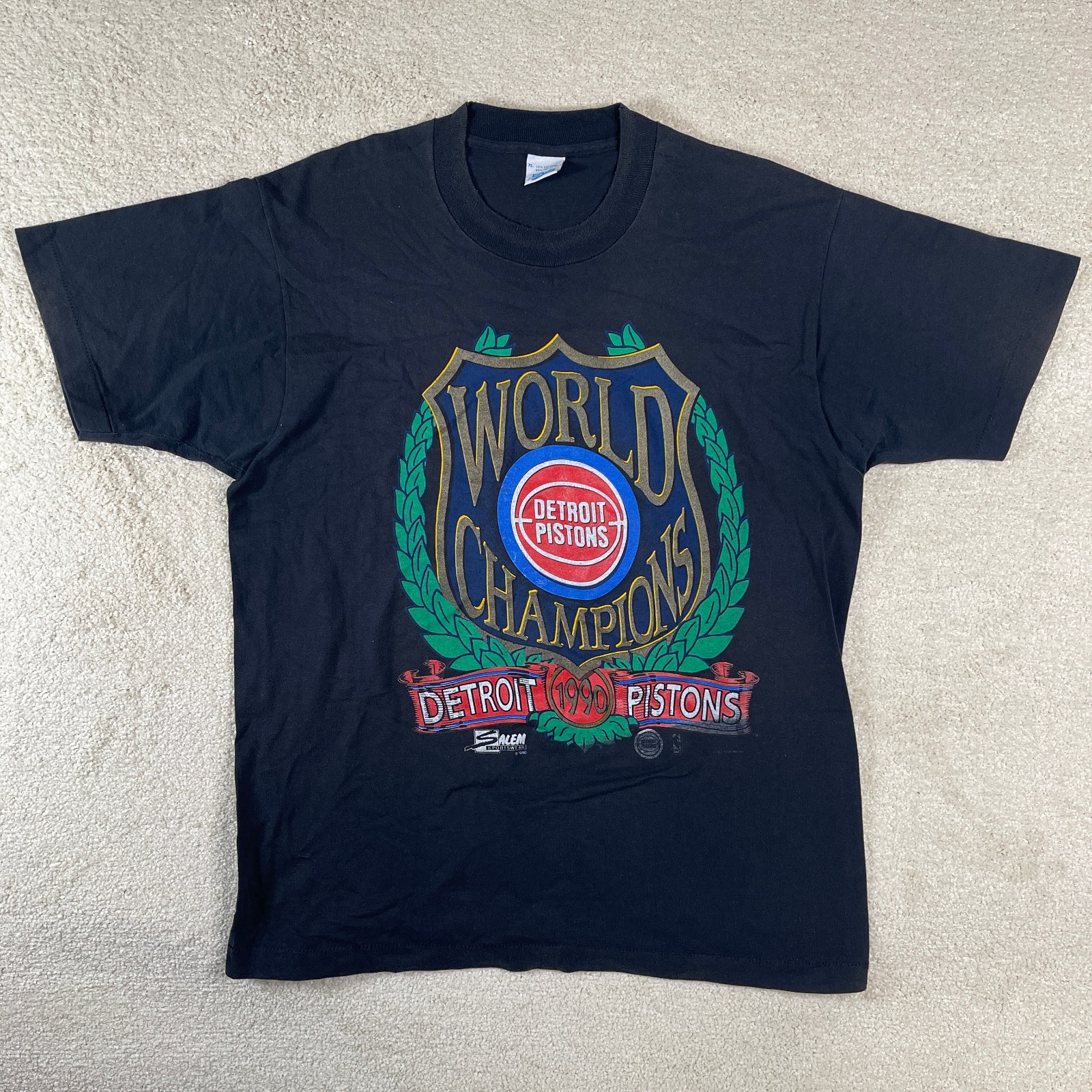 Vintage 1990 Detroit Pistons World Champions Single Stitch T-shirt Sz XL Salem