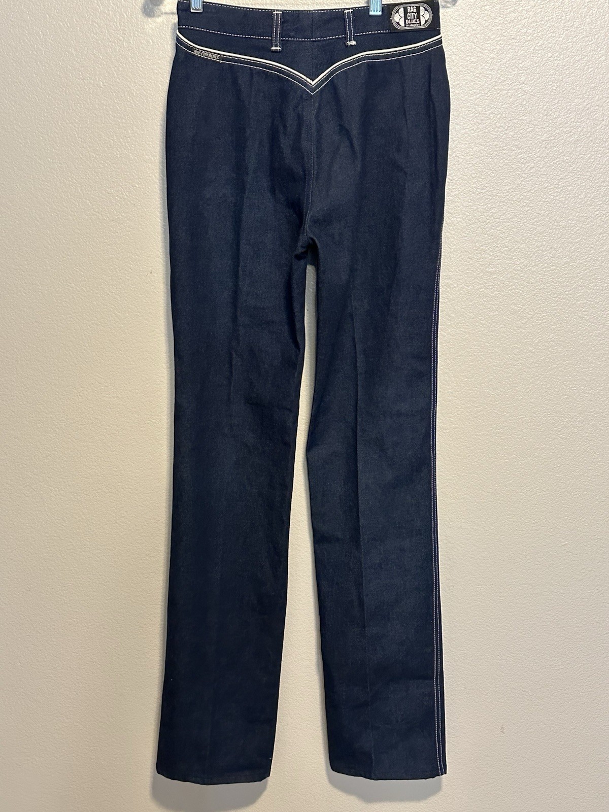 VTG Rag City Blues LA Bareback Piping HR Straight Leg Jeans Sz 31*/28W NEW NOS