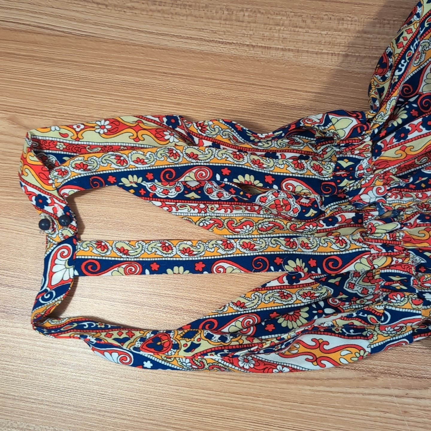 Vintage Handmade Maxi Dress 1960s Mod Hippie Boho Paisley Halter VIBRANT