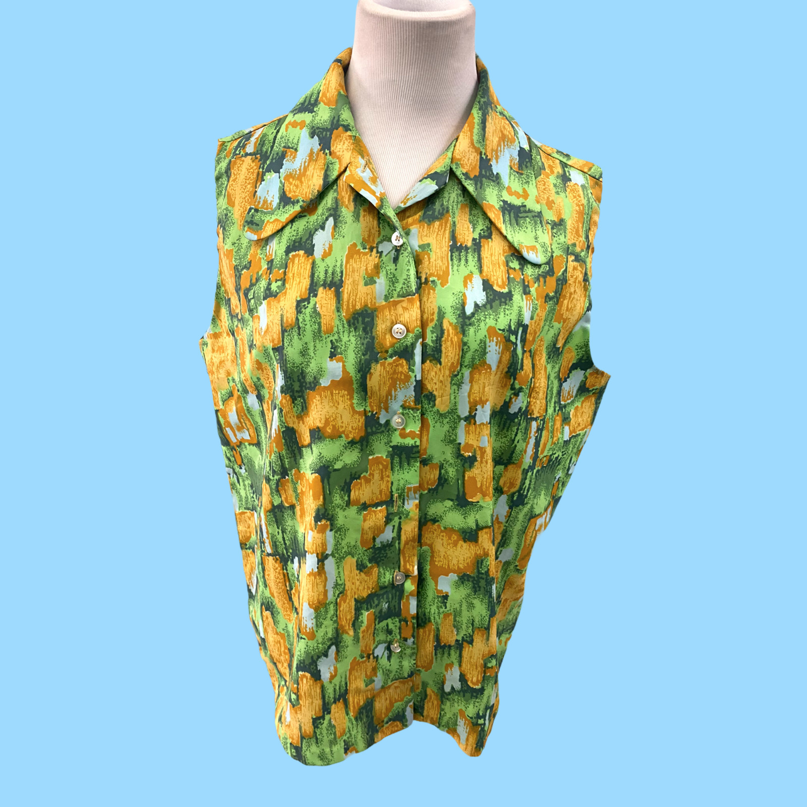 Vintage Mid Century 1960’s Primstyle Sleevless Blouse Retro Floral Pattern 18/38