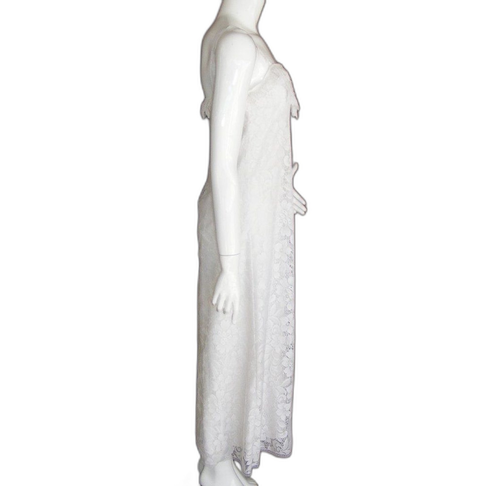 JESSICA MCCLINTOCK Dress, XS/S, White Lace, Maxi, Spaghetti Straps, Vintage