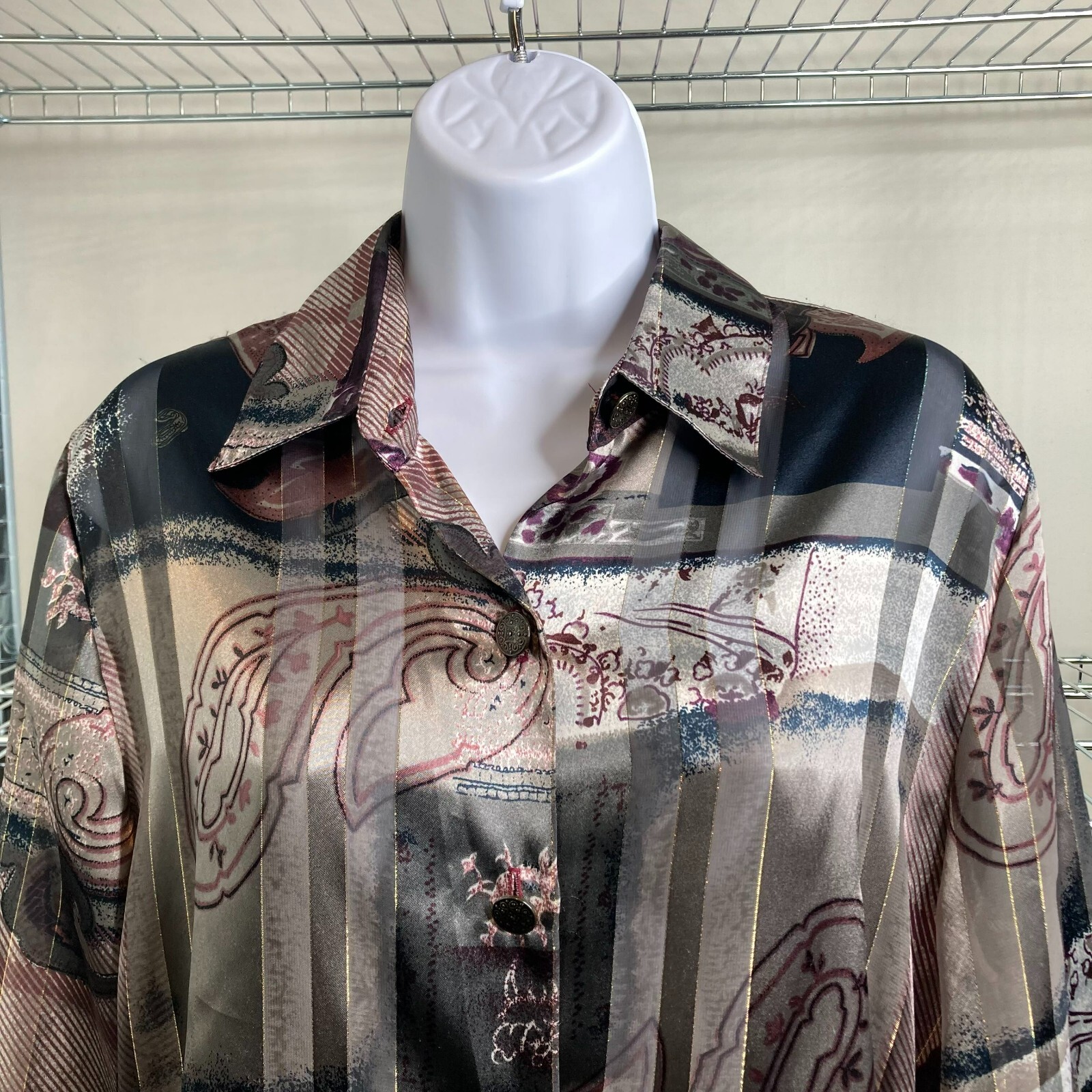 VTG 80s Chagall Womens Post Modern Art Print Blouse Sz 10 Statement Collector