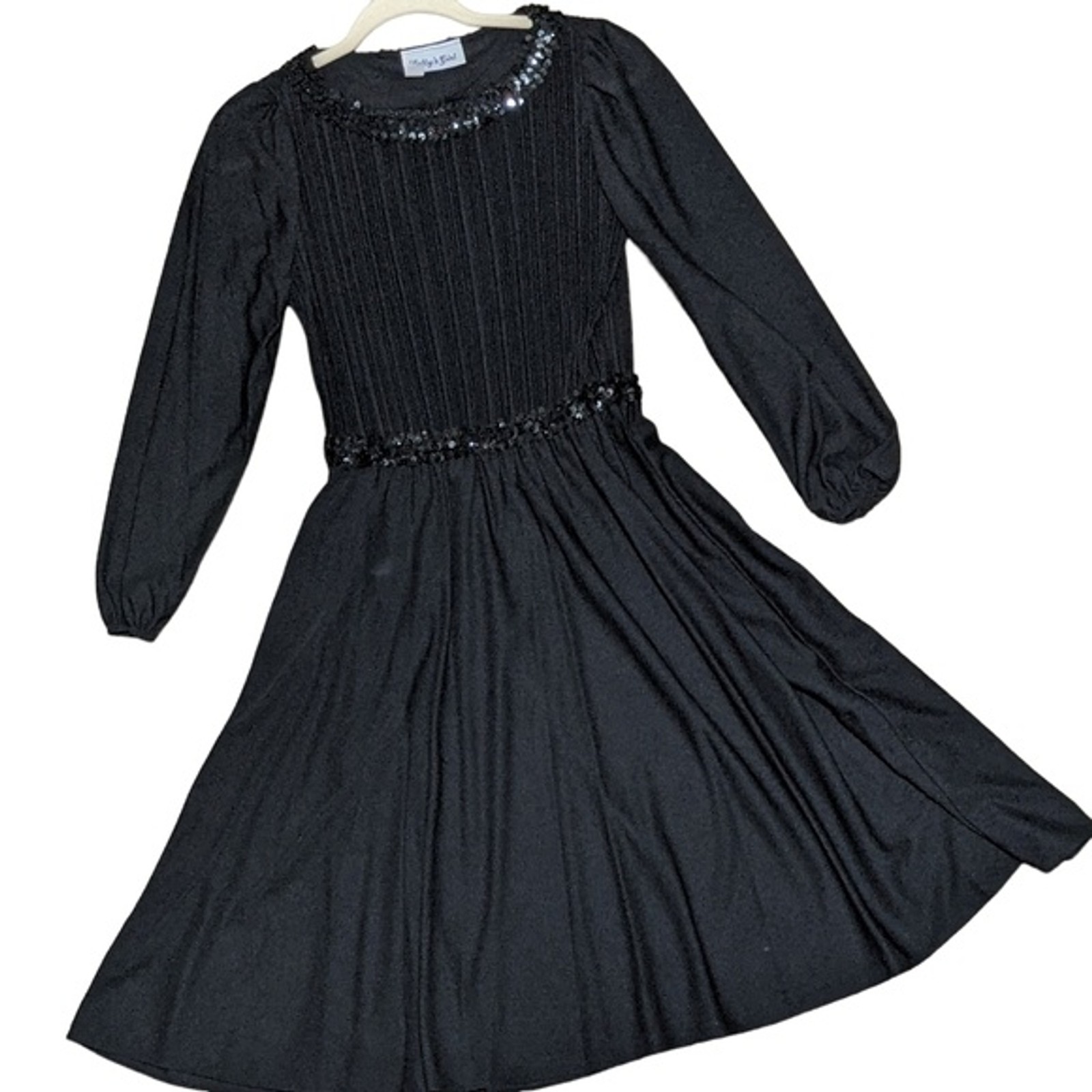 Vintage Sally’s Girl black cocktail event pinup style dress sequins size 6