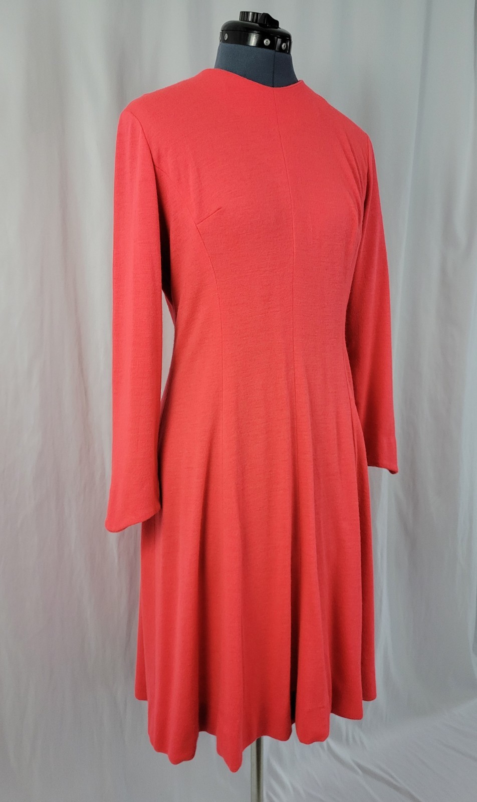 Vintage Lady Carol Coral Knit Princess Seamed Dress w Lining Size MED?