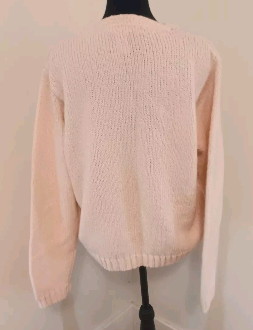Vintage Carson Pirie Scott Cardigan Chunky Powder Pink Sweater Grandma Cottage