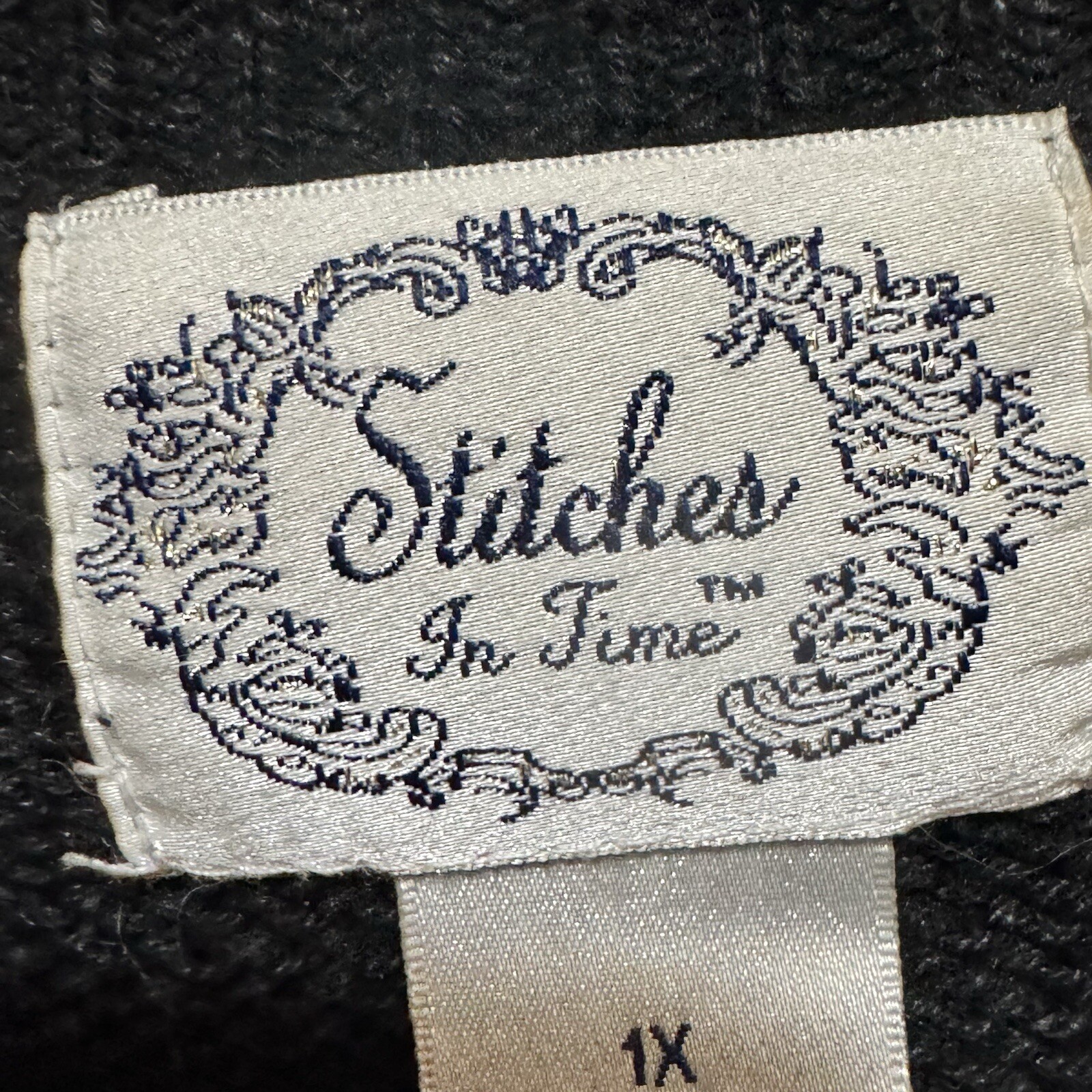 Stitches In Time Cardigan Sweater Stockings Holiday Christmas Black Size 1X Vtg