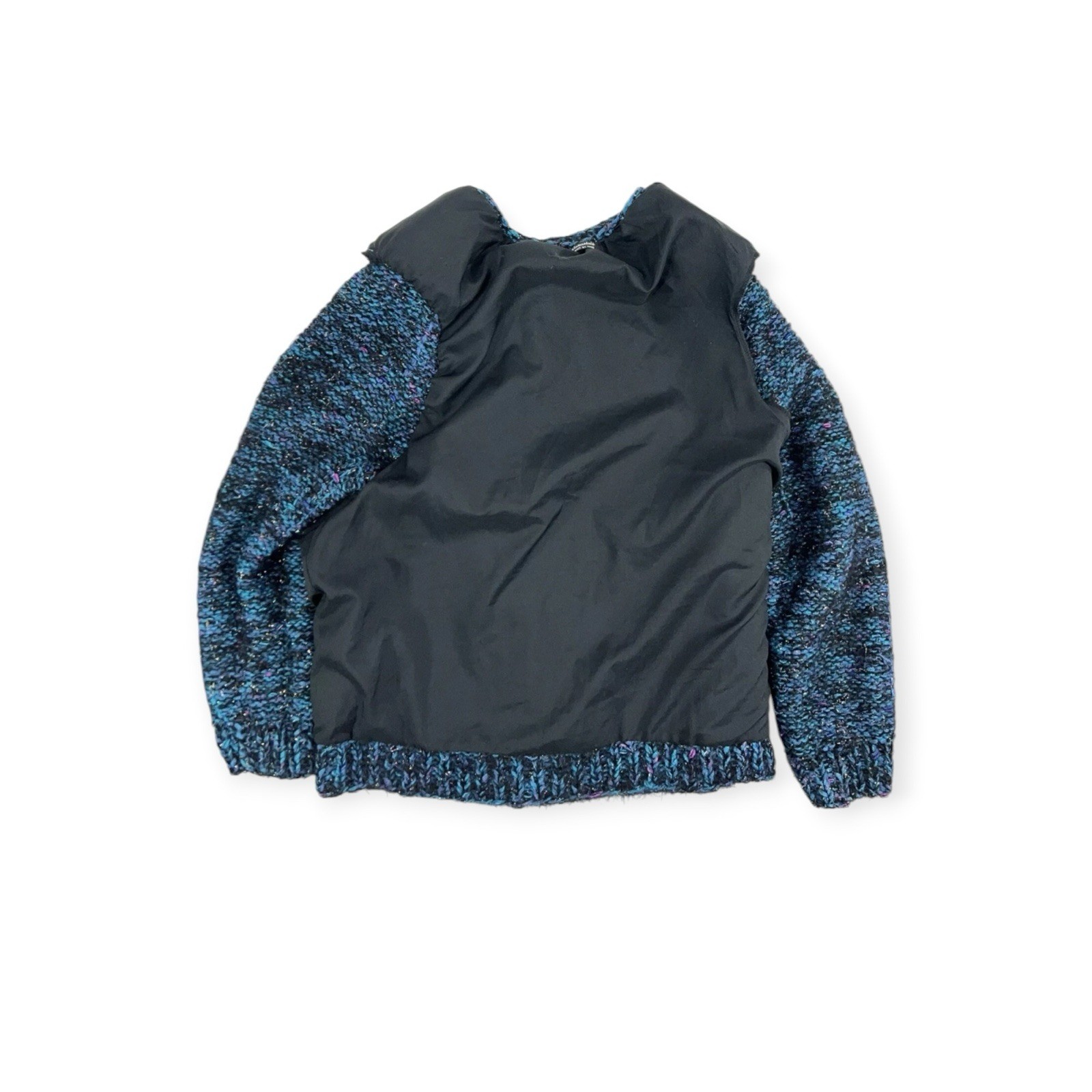 VTG GLITTER WOOL MOHAIR SWEATER LINED JACKET MOD AVANT GARDE FUZZY SHAG NEW WAVE