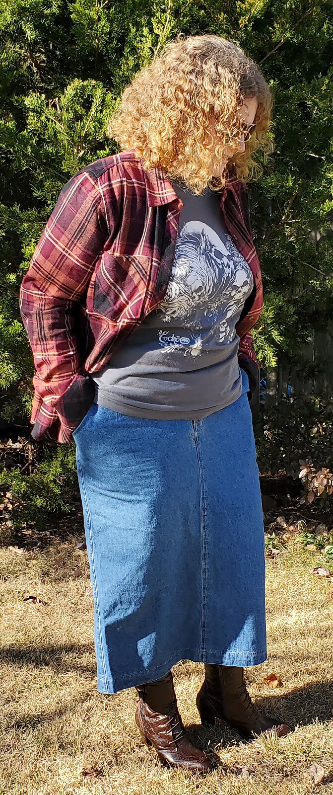 Vintage Dockers Medium Blue Cotton Denim Maxi Skirt Classic Sz 14 NWT 1992