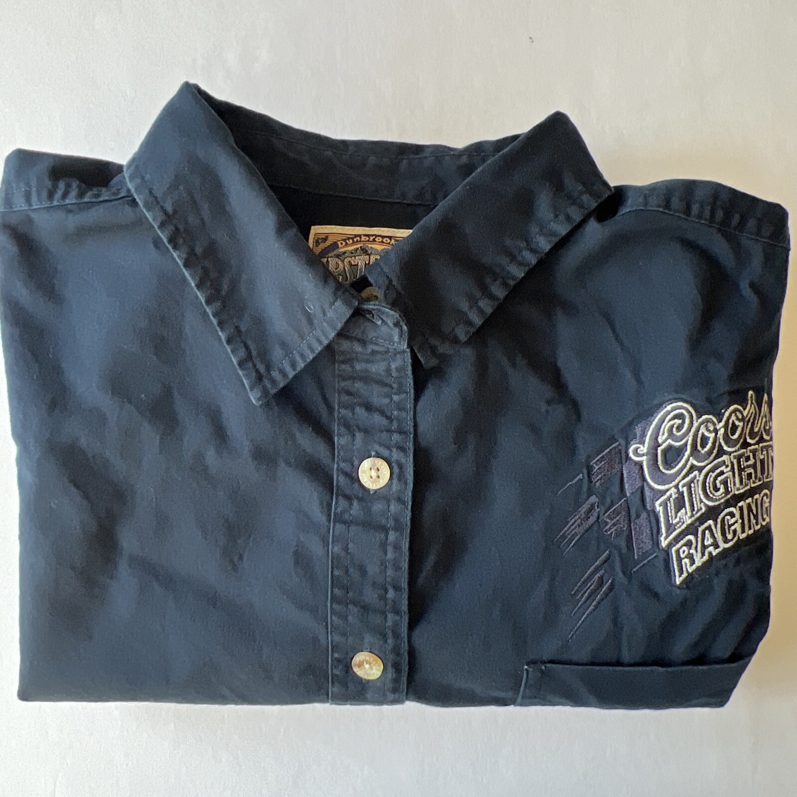 Vintage Coors Light Racing Button Shirt Women’s XL Navy Long Sleeve Dunbrooke