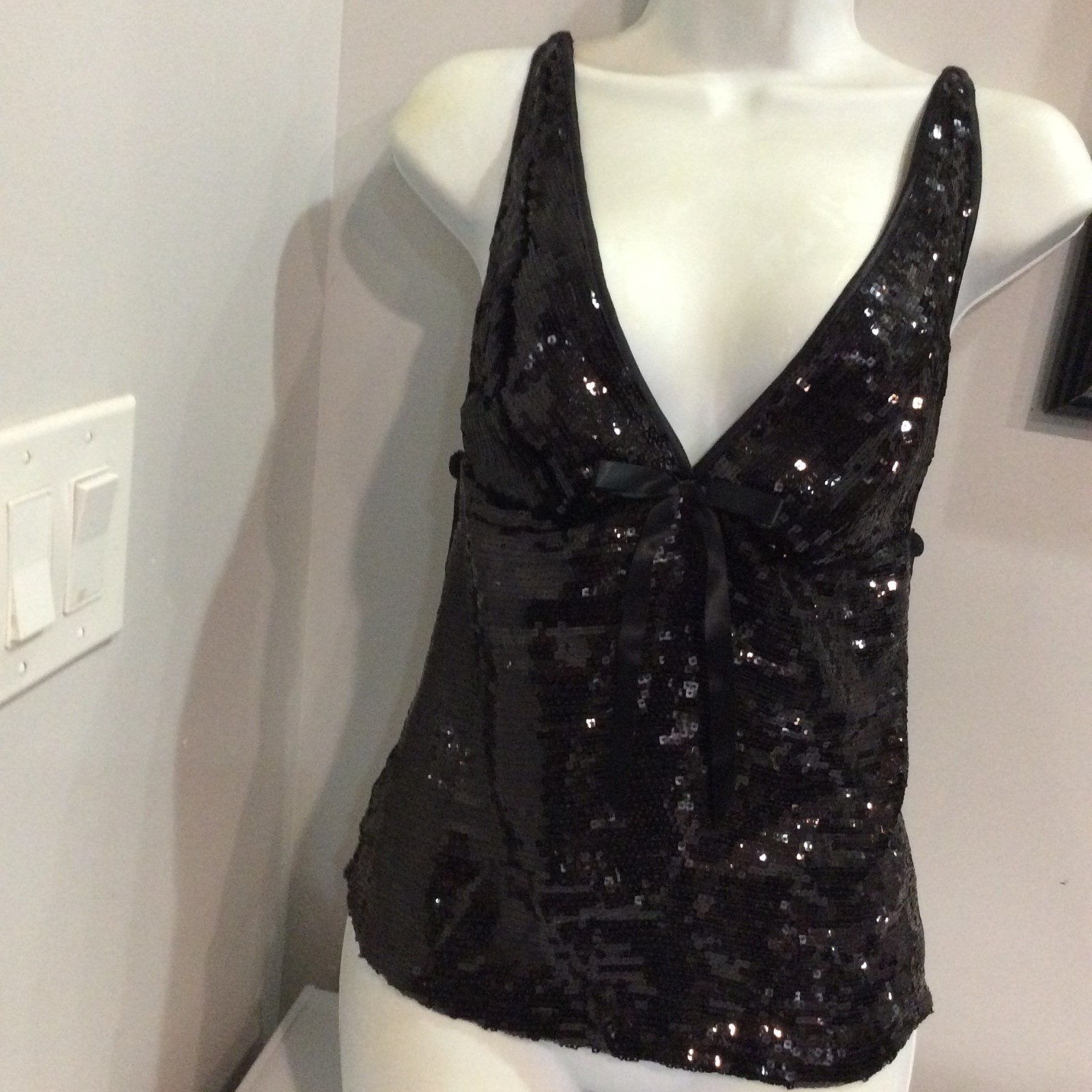 Vintage 2005 Victoria Secret Sexy Little Thing Black Sequin Cami Size S New