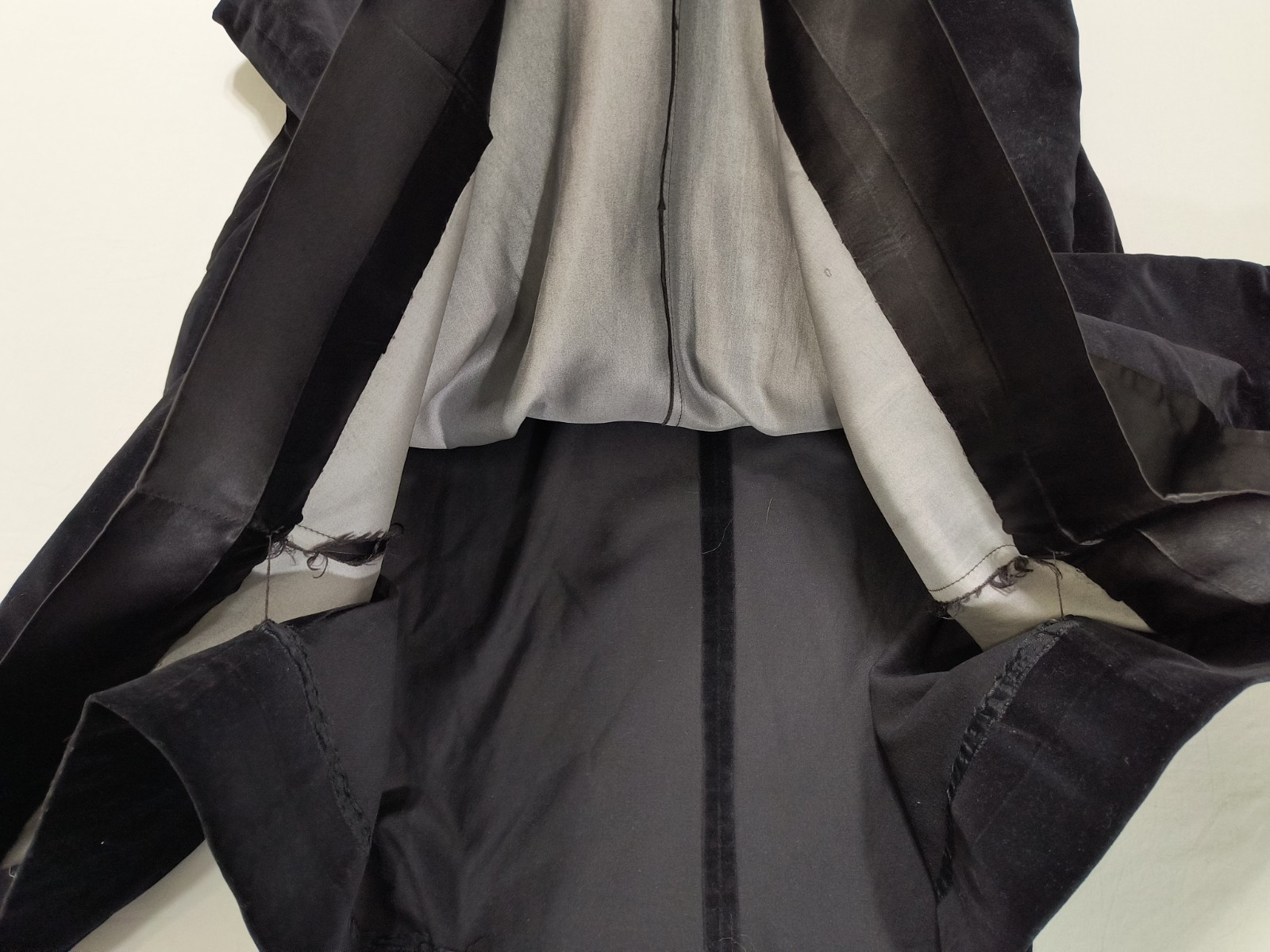 VTG 50s Original Candi Wrap Long Maxi Coat Union Made Black Velvet Witchy L Vamp