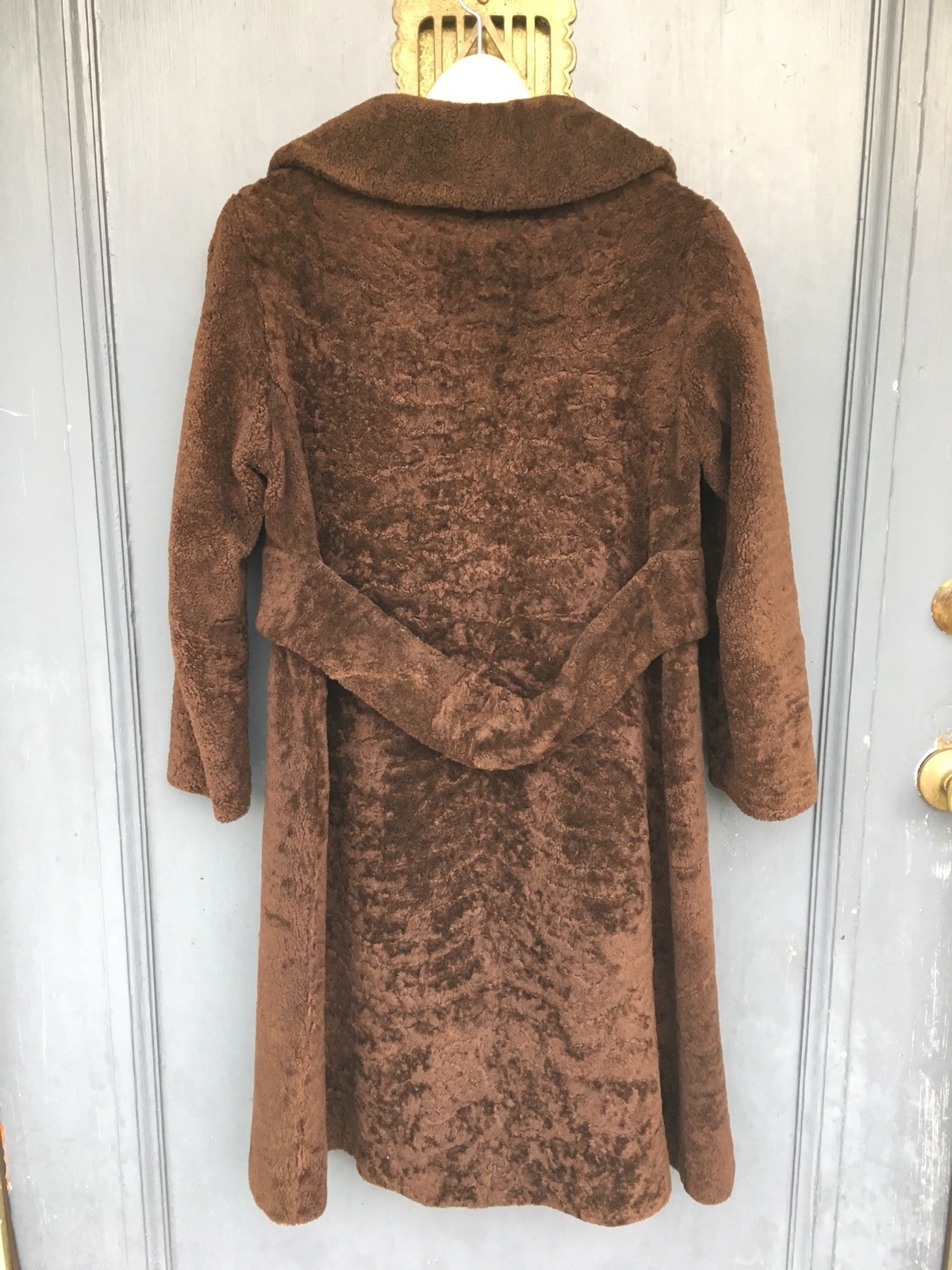 Vintage Meier and Frank 50s 60s Fur Salon Sheepskin Teddy Bear Coat Small 