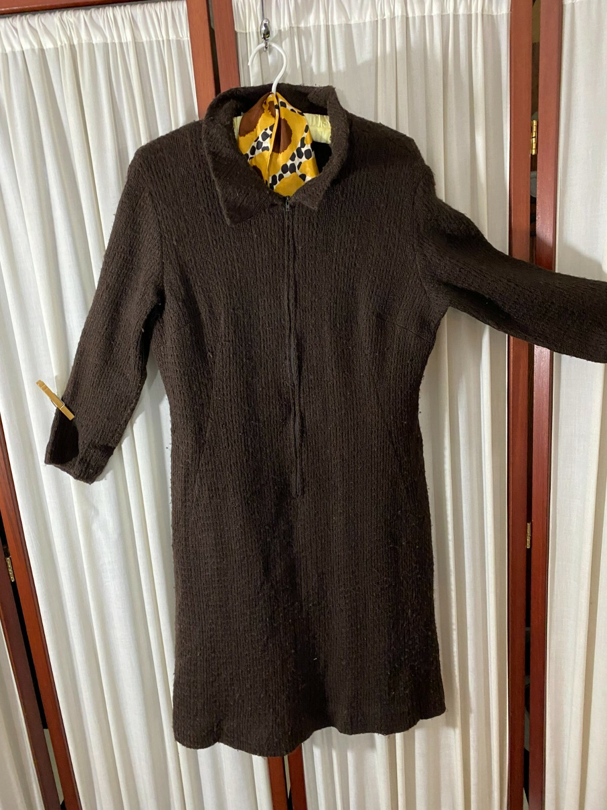 1970’s Winter Dress by Berkshire-M- Chocolate Brown- SLEEK & CLASSY – SALE
