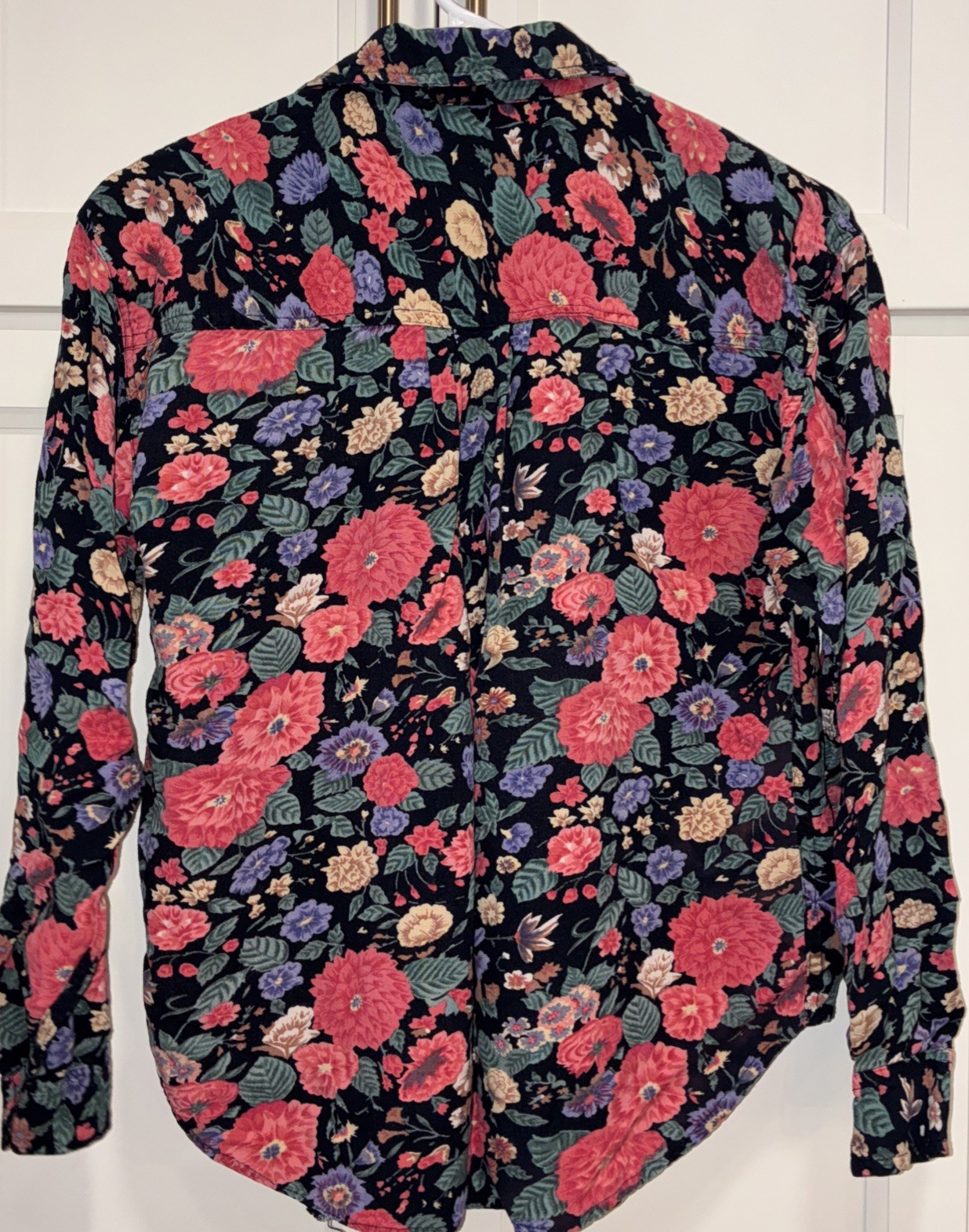 Vintage Paris Sport Club Shirt Women’s Size Small Floral Print Button Up LS 90’s
