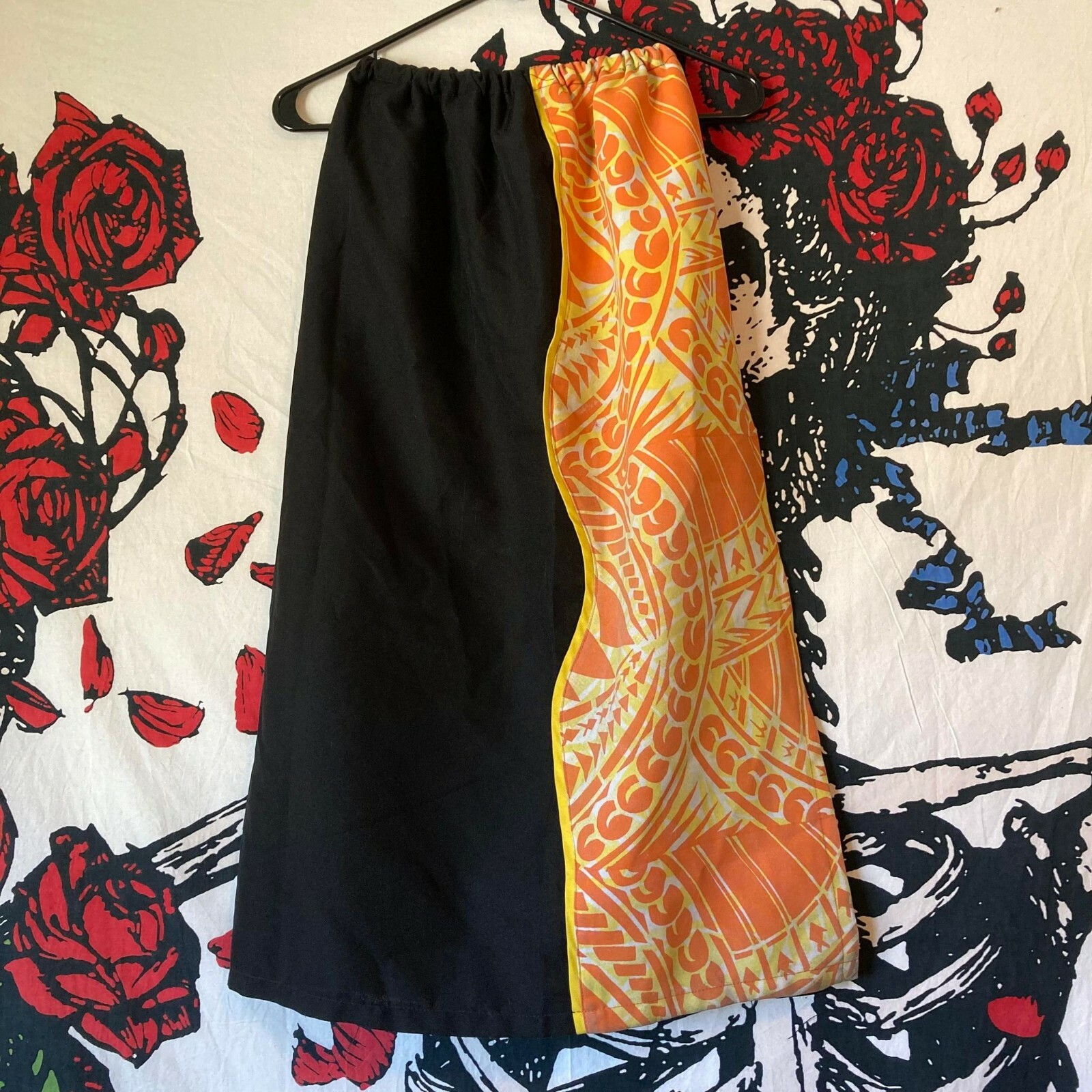 True Vintage 1970s 70s MCM Mid Century Wrap Skirt Mod Hippie Print Groovy Maxi S