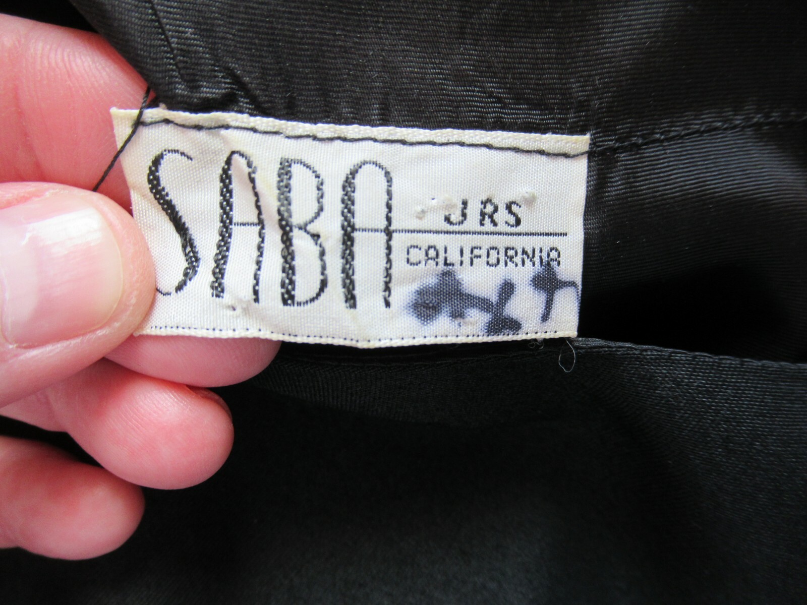 50’s Vintage SABA Juniors Black Sleeveless Fitted Pleated Rosette Party Dress M