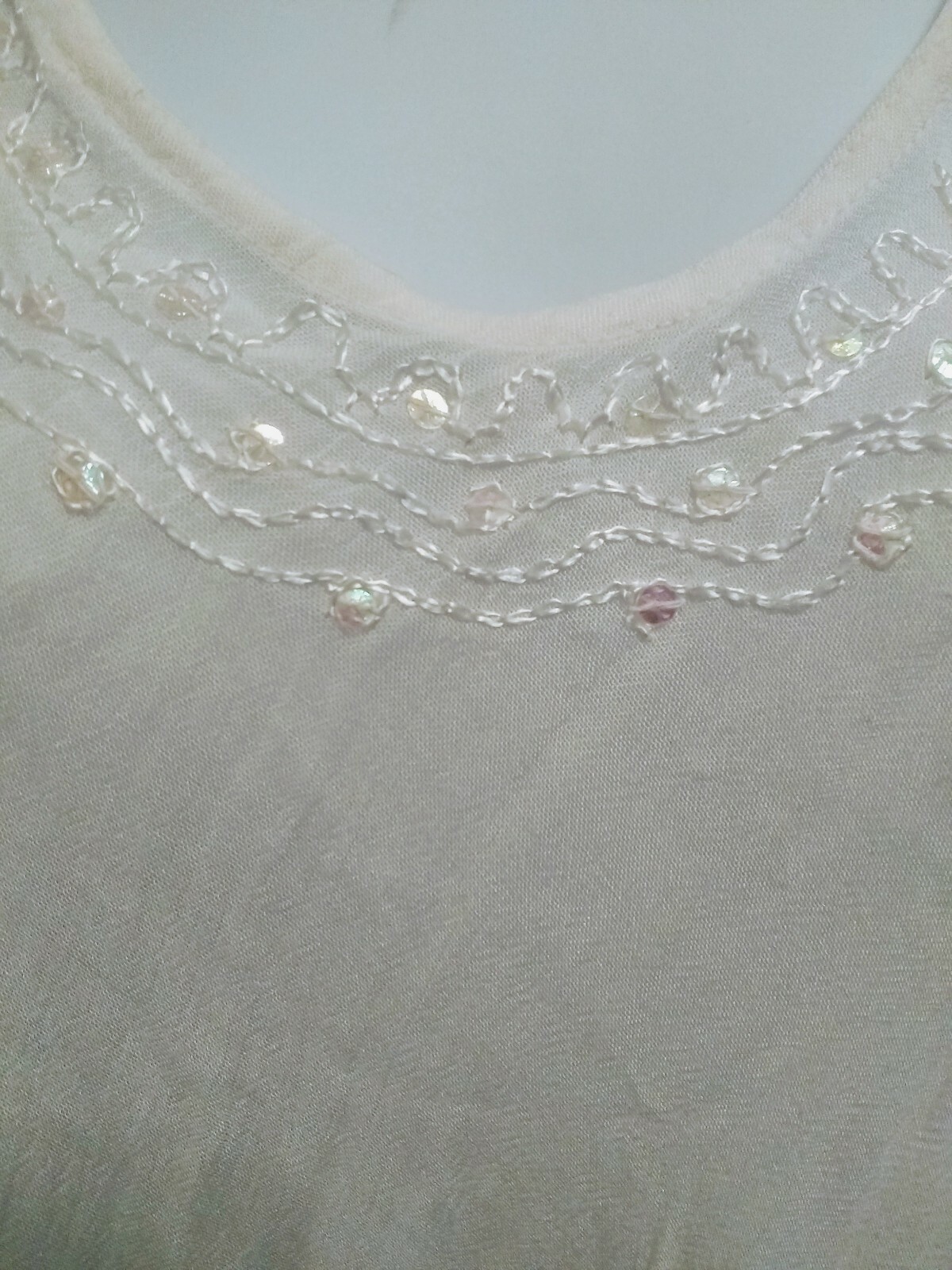 India Boutique White Sequin Women’s Below Knee Night Gown Lingerie NWT size M