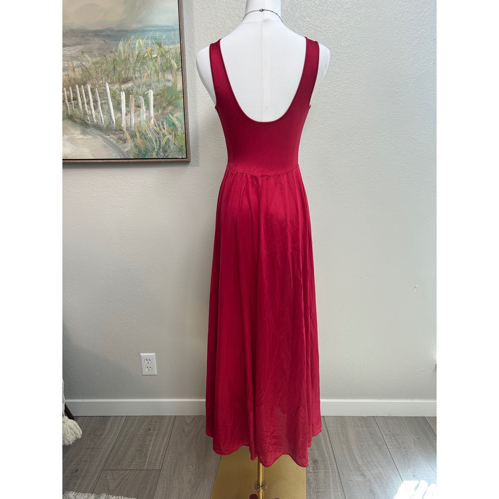 vintage red lace slip dress sheer maxi lingerie style