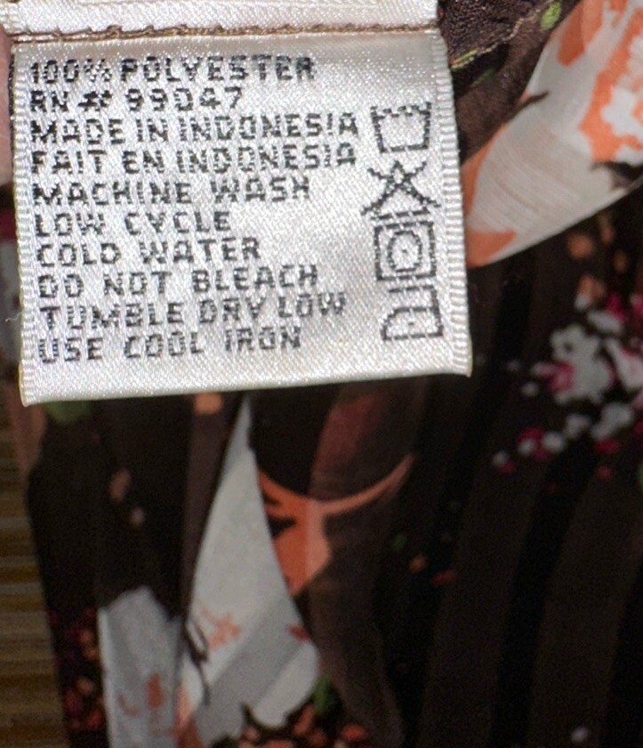 Vintage Jaipur Women’s Blouse Brown Sheer Floral 3/4 Sleeve Rose Gold M
