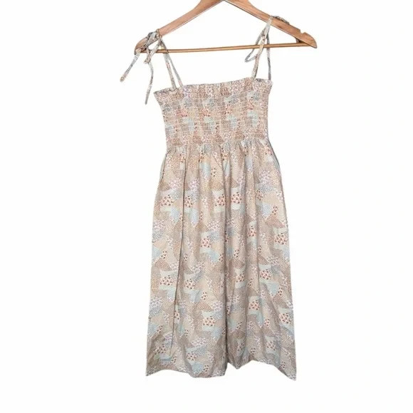 Land ‘n Sea x Vintage 70’s Floral Patchwork Quilt Patterned Smocked Sundress S