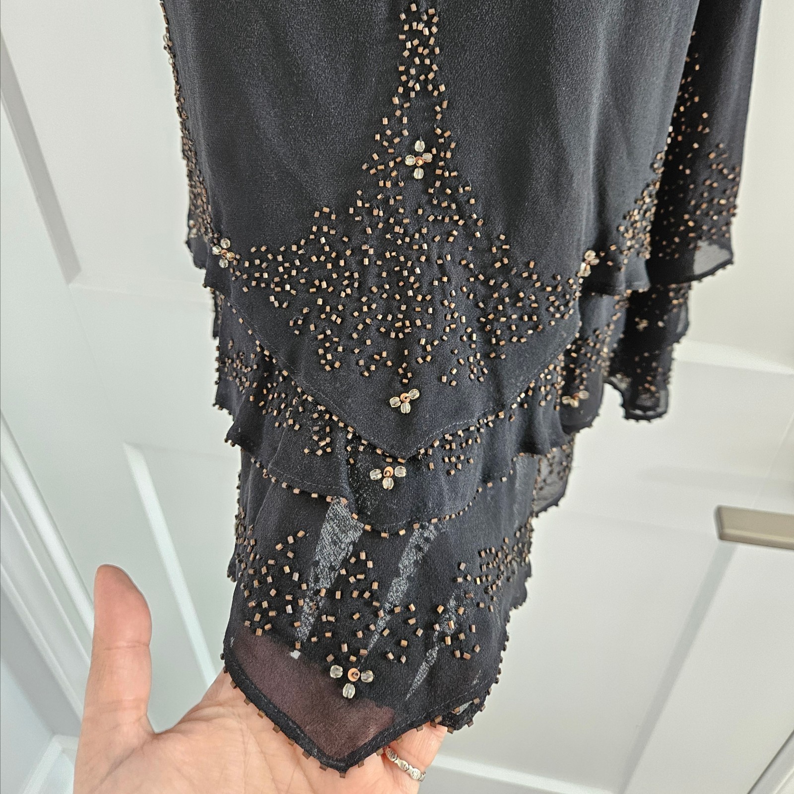 Vintage 90s Jones New York 100% Silk Bias Cut Black Dress, Wedding Guest Size 8