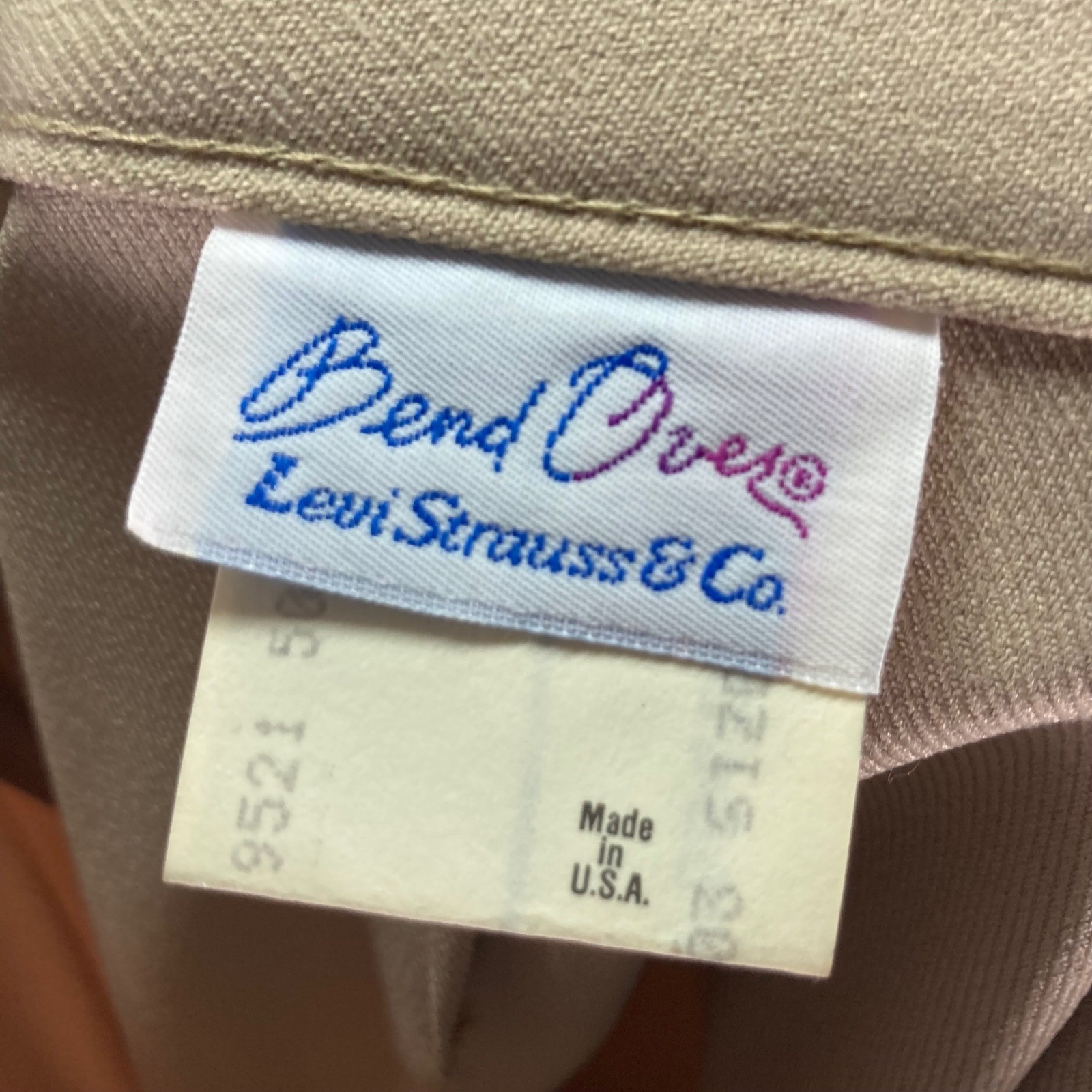 Vintage Levi Strauss Bend Over Pants Size 32 Proportioned Short Made in USA
