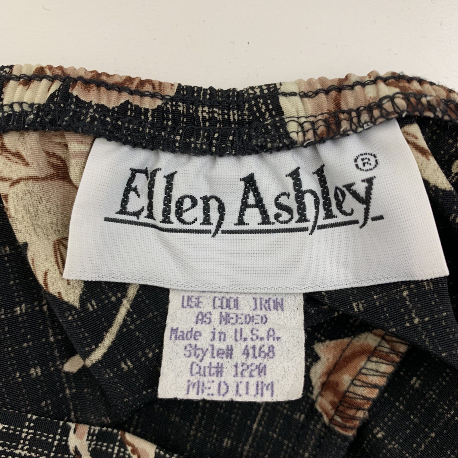 Vintage Skirt Sz Medium Floral Plaid Hi Rise Midi Brown Black Rose Ellen Ashley