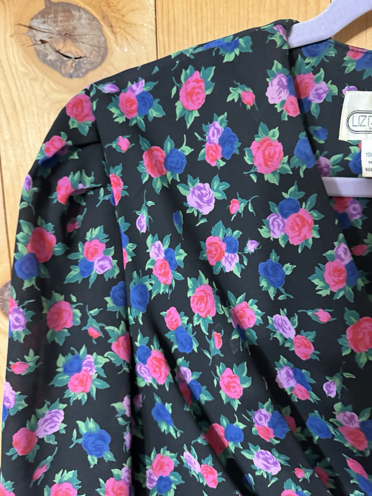 VTG 80s LIZ ROBERTS PUFF By Mary Ann Lamonte Floral Side Wrap Women’s Size M/L