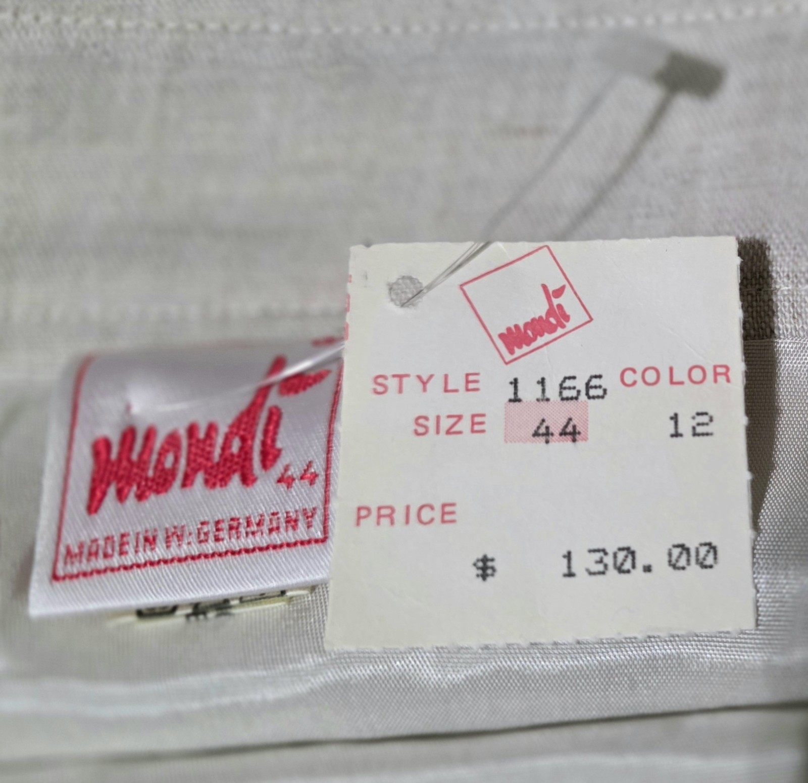 Mondi Skirt Sz 44 M/L New Vtg Straight Beige Ecru Linen Blend ’90s Office Career