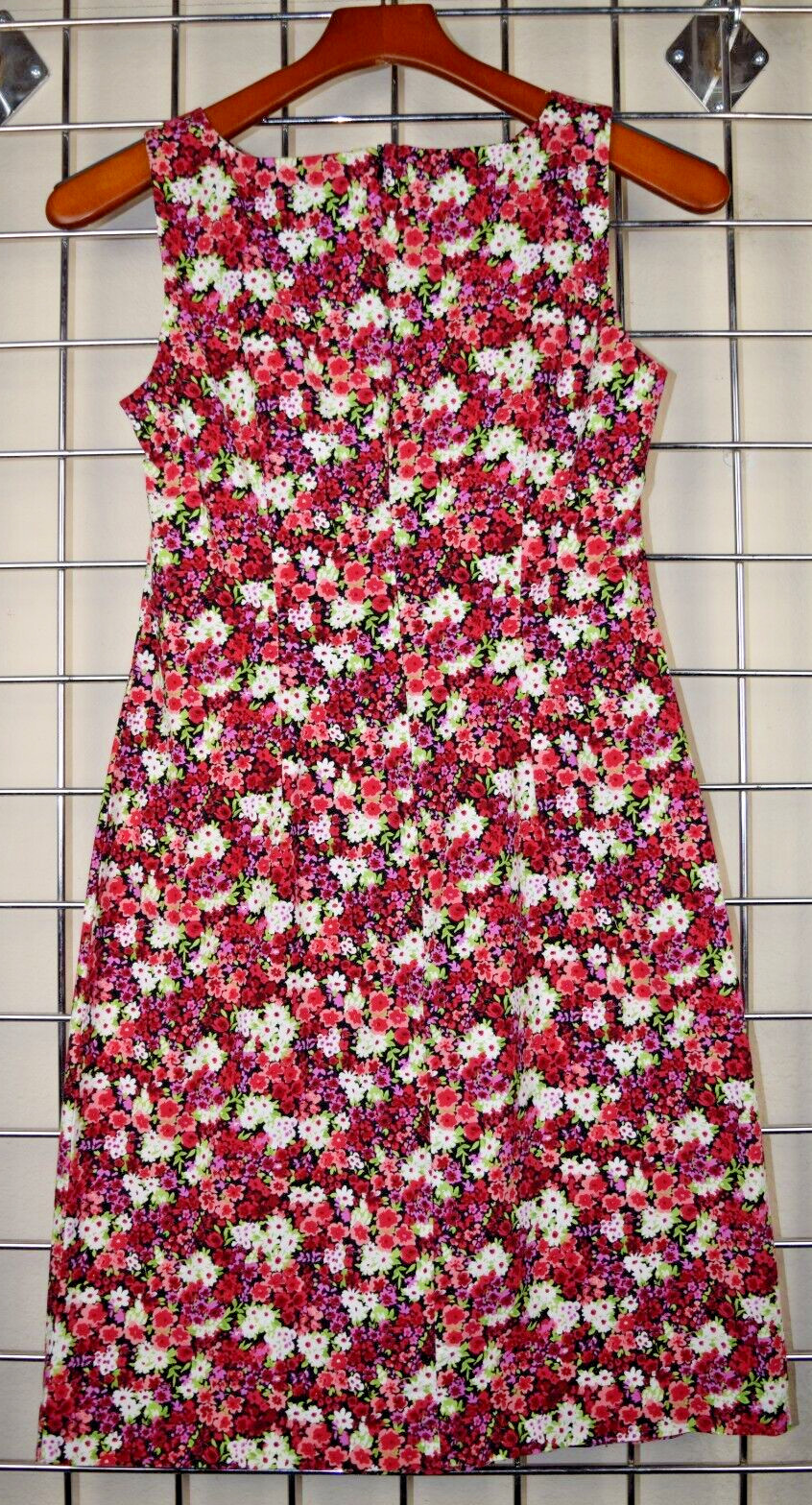 Vintage Mini Dress CDC Size S/M 90s Black Cherry Red White Green Floral Cotton