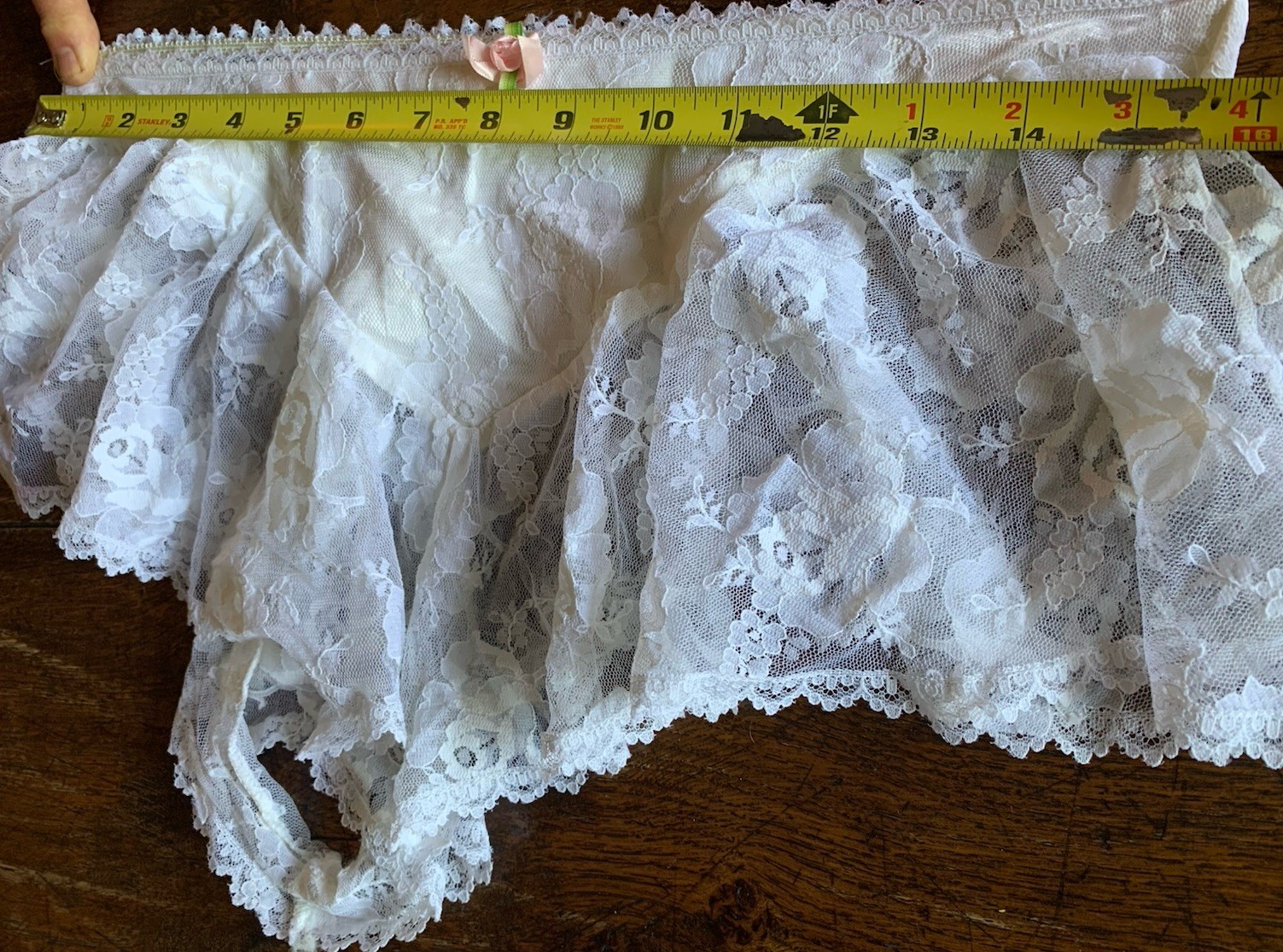 Vintage Emil Bole Corset Panties White Lace Rose Lingerie Lace Up Size Large