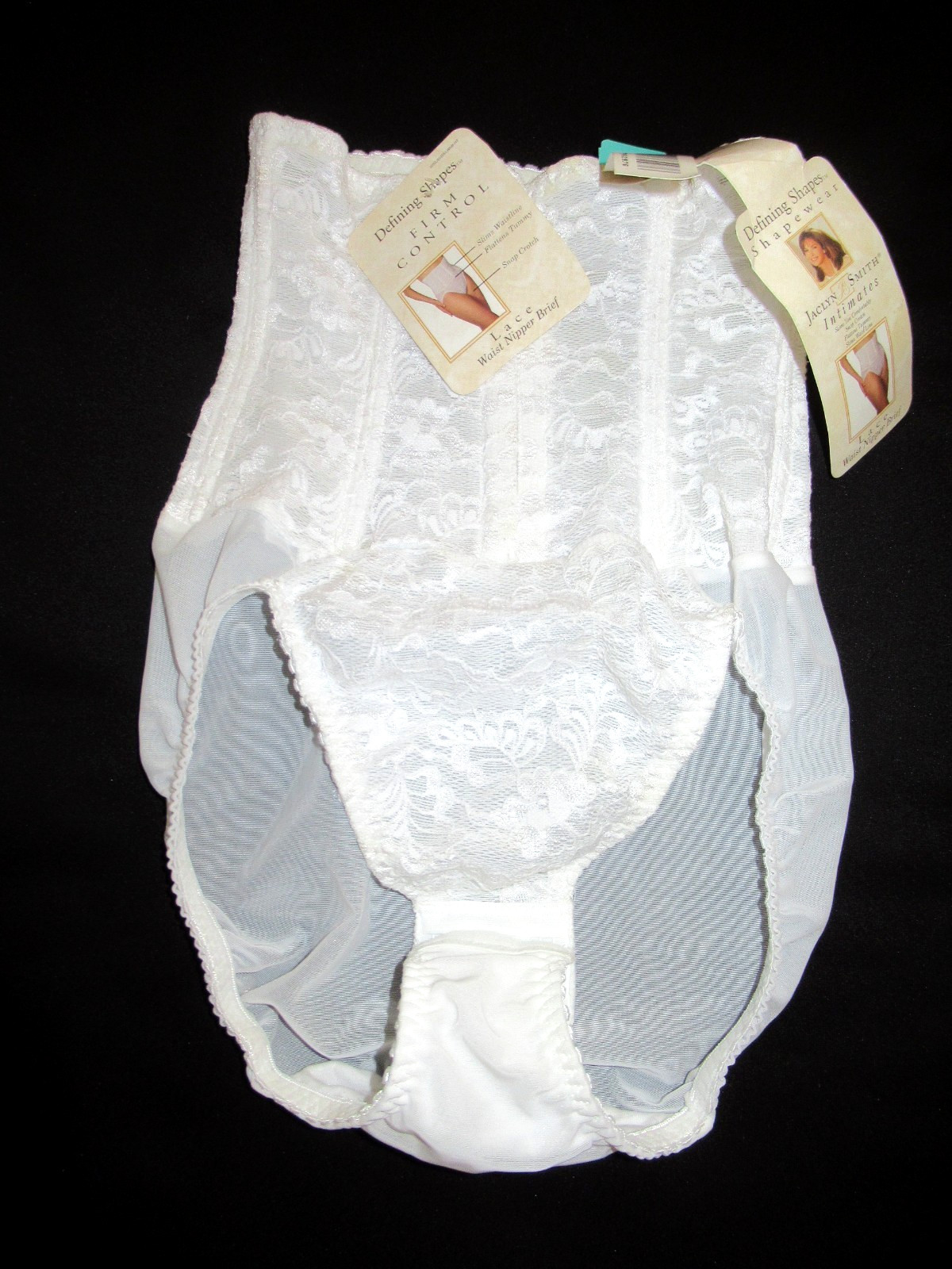 NWT VTG Jaclyn Smith Kmart stretch lace Panty hi waist brief sz 5 girdle white