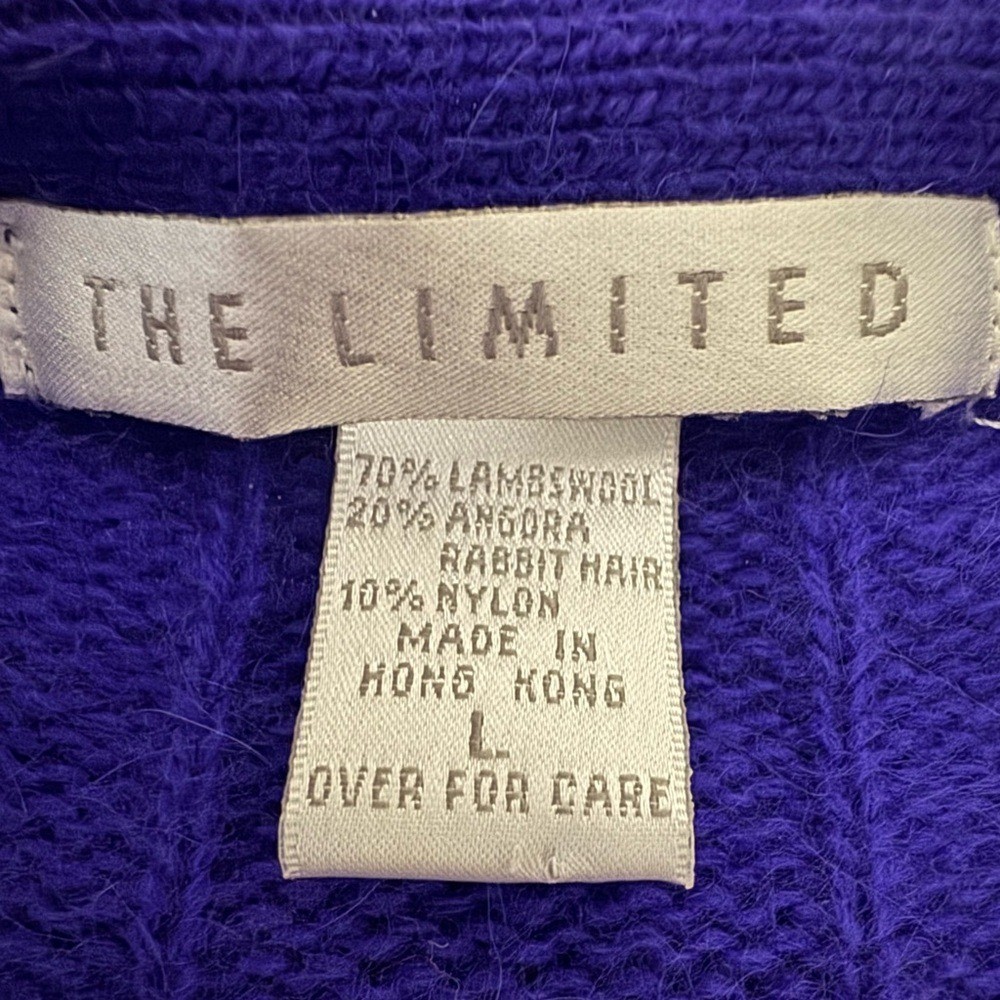 Vintage Lambswool Angora Cable Knit Sweater – Royal Purple layers Large