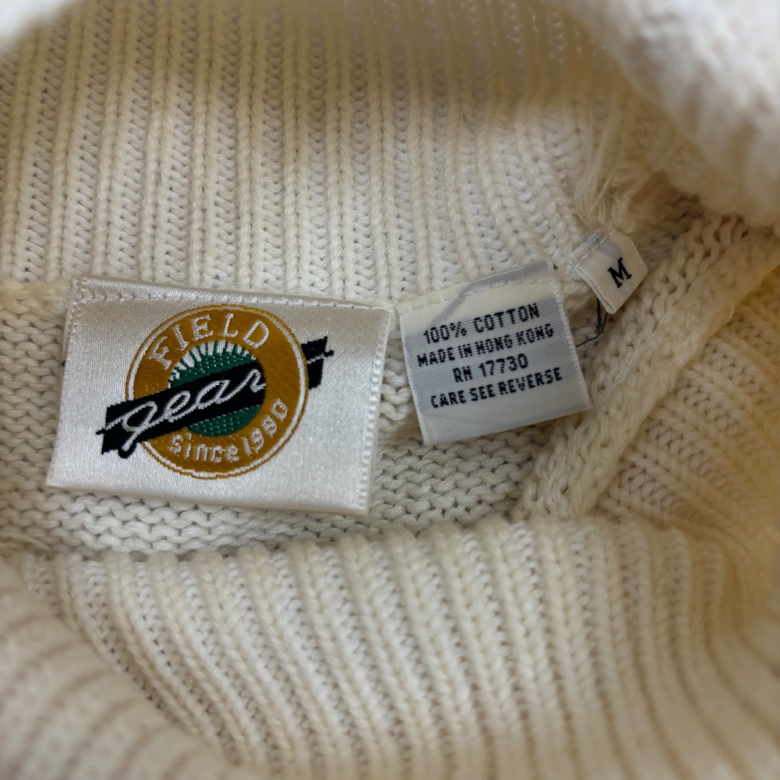Vintage Field Gear Nautical Signal Flag Turtleneck Sweater White Cotton Womens M