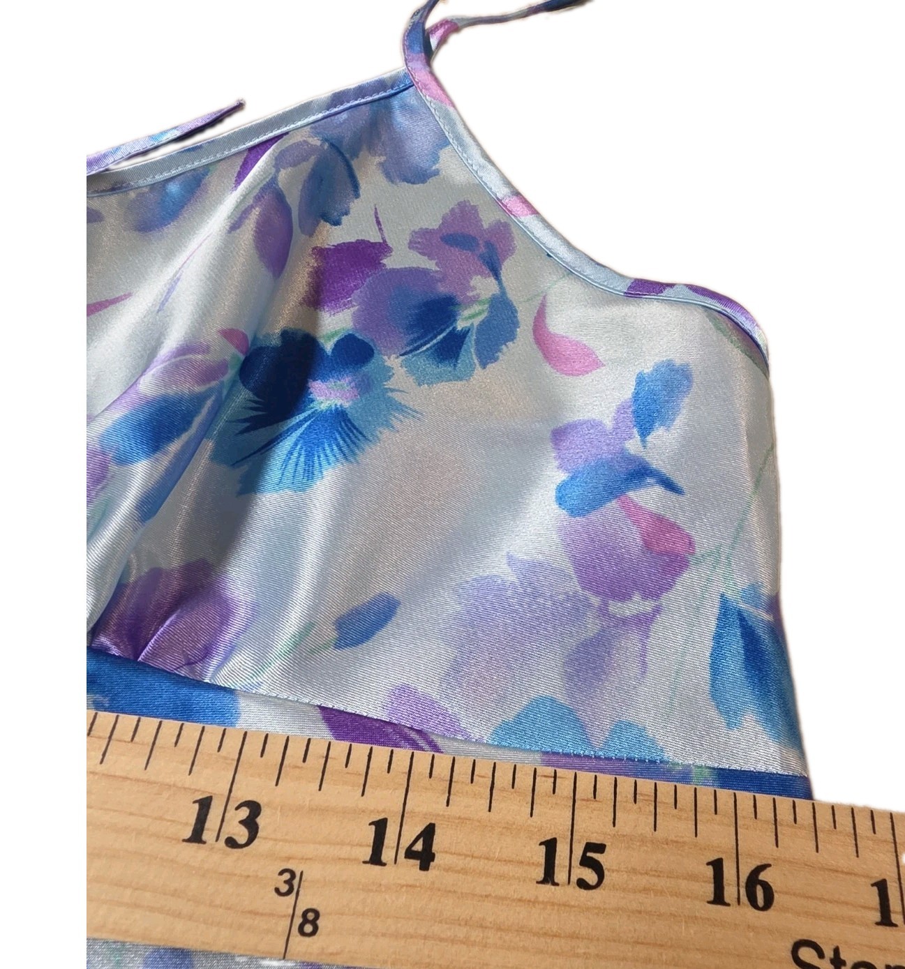 VTG Y2K Satin Nightgown Chemise Lingerie Slip Dress Size Medium Icy Blue Purple