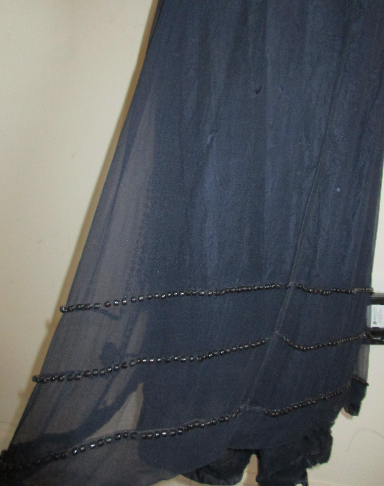 Vintage/Antique 1920’s Art Deco Black Silk Chiffon Jet Beaded Flapper Dress