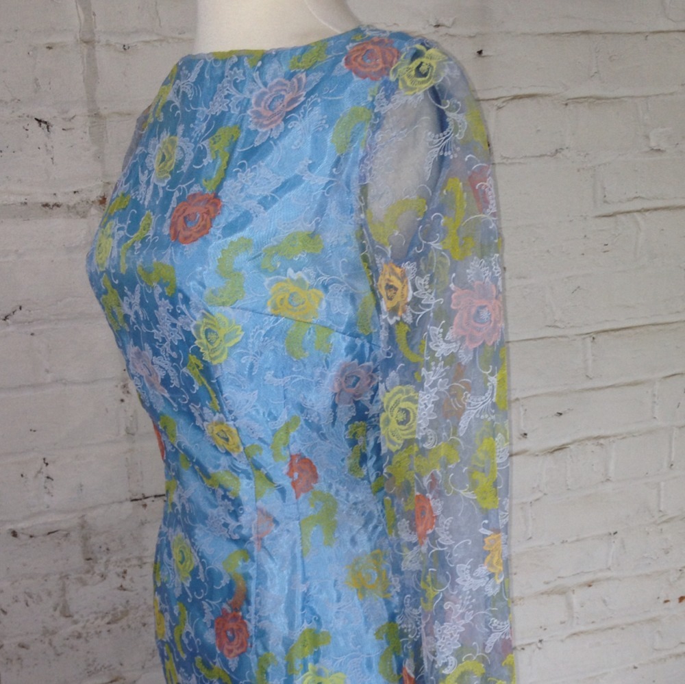 Vintage 40’s 50’s Dress Roses MOD Velvet Floral Pattern Garden Tea Party OOAK