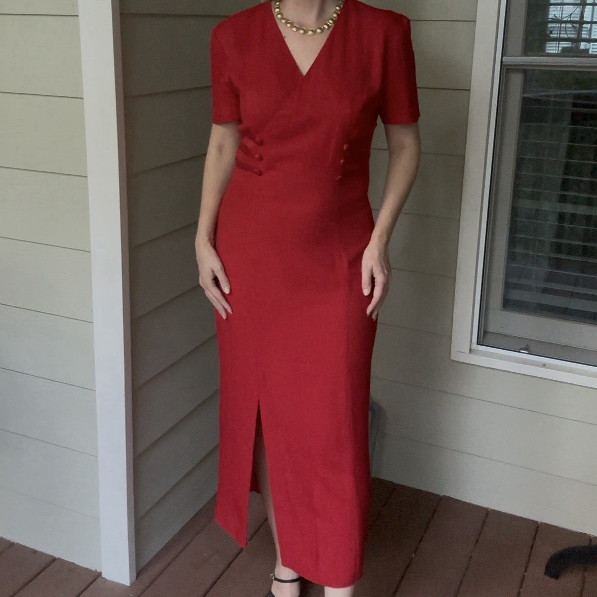 Vintage 80s John Roberts Red FittedSheath Dress | Holiday Maxi Size 6