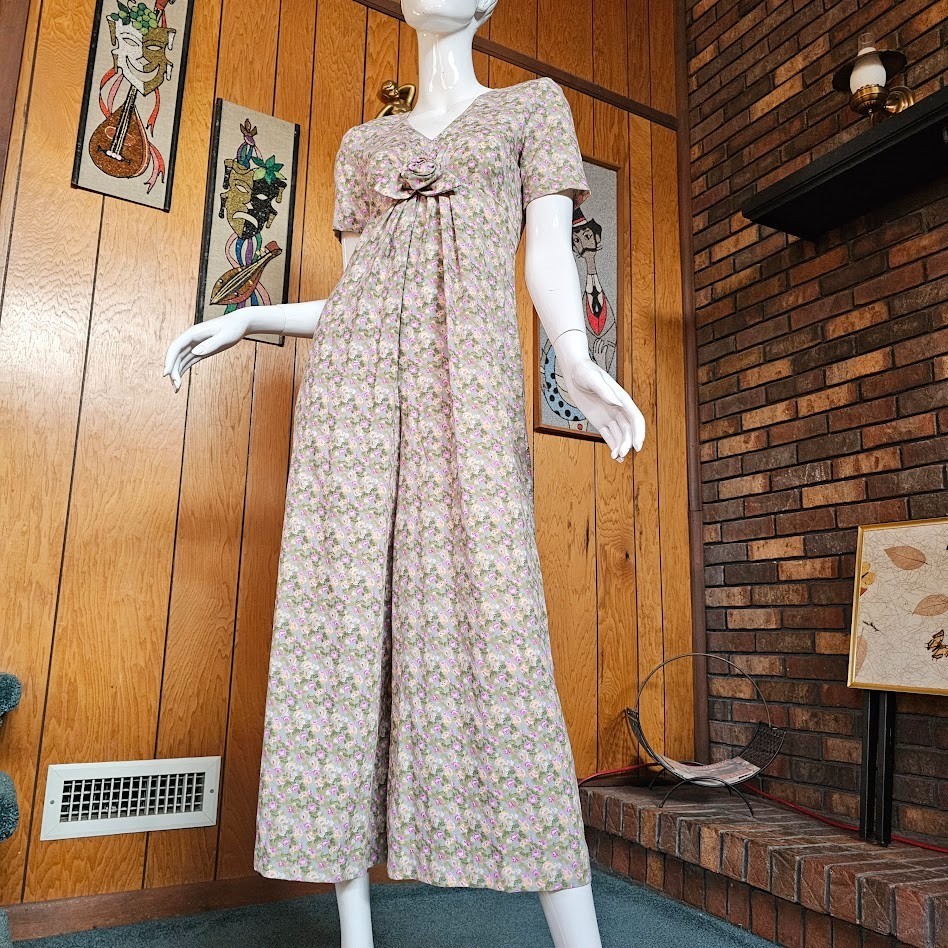 Vintage 90s Mall Rat EXPO Cottagecore Ditzy Floral Palazzo Pants Jumpsuit XS/S P