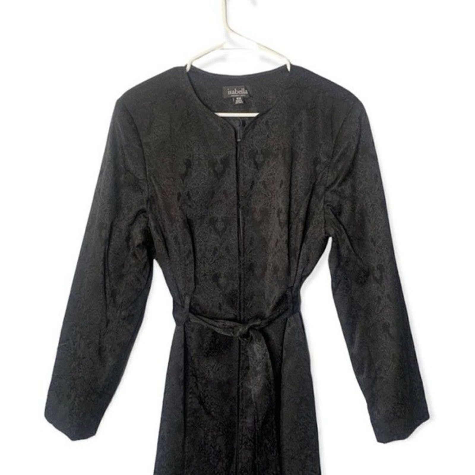 Vintage Isabella 2 Piece Suit Women’s 16 Black Mid Length Jacket & Skirt Set