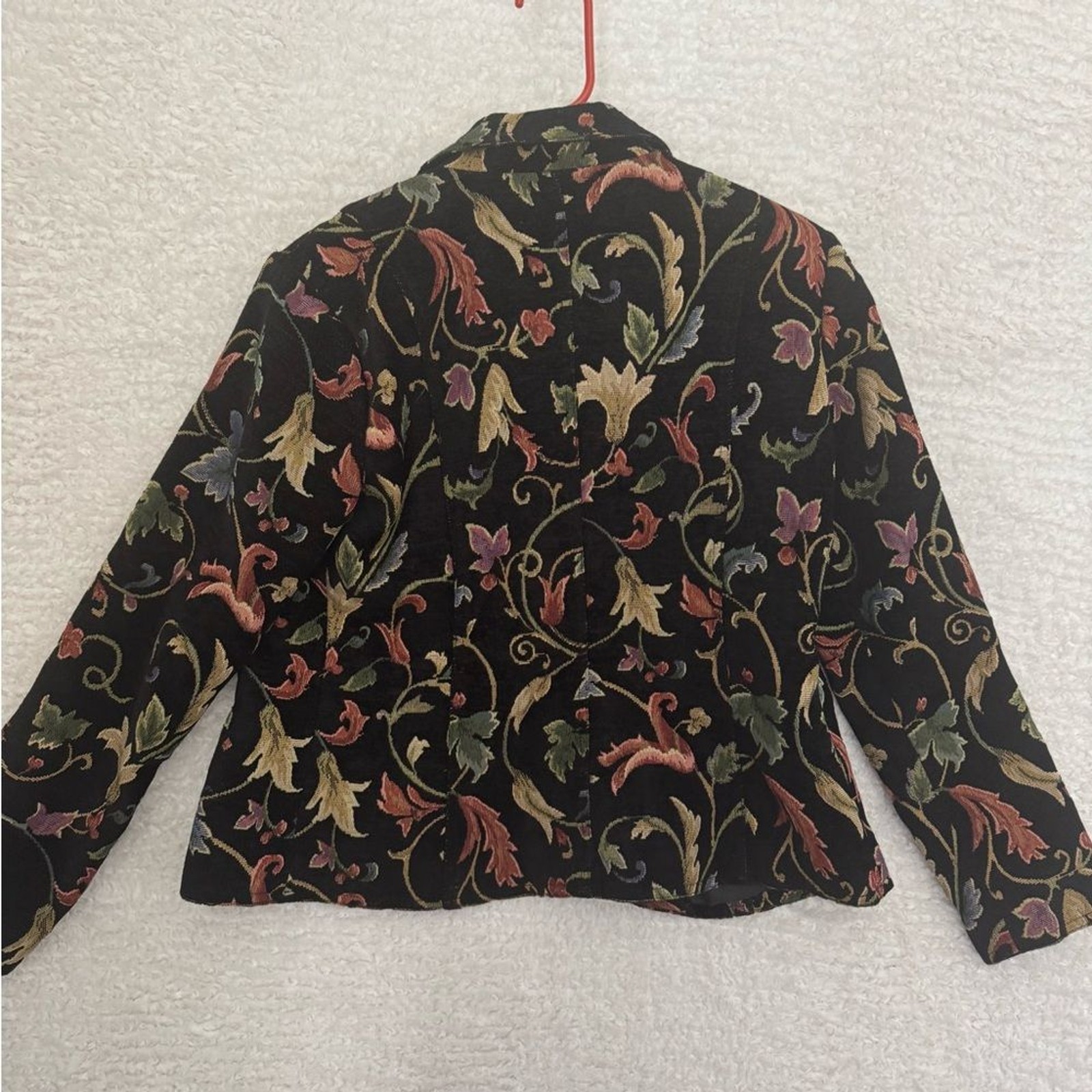 Vintage Erin London Women’s Black Multicolor tapestry Floral Blazer jacket SMALL