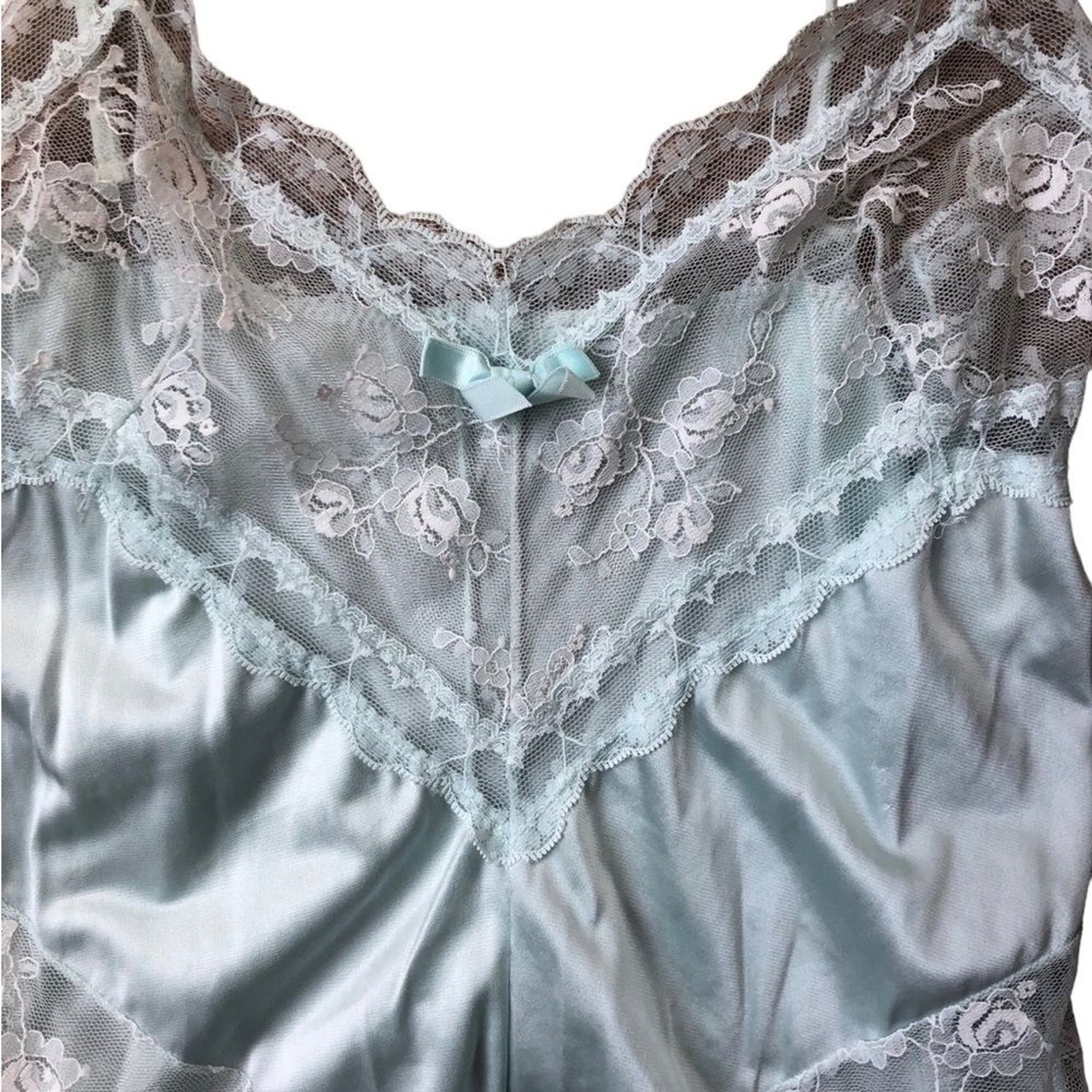 VTG 80’s Lace Teddy Size M 8/10 Mint Green Stretch Sexy Pin Up Retro Honeymoon