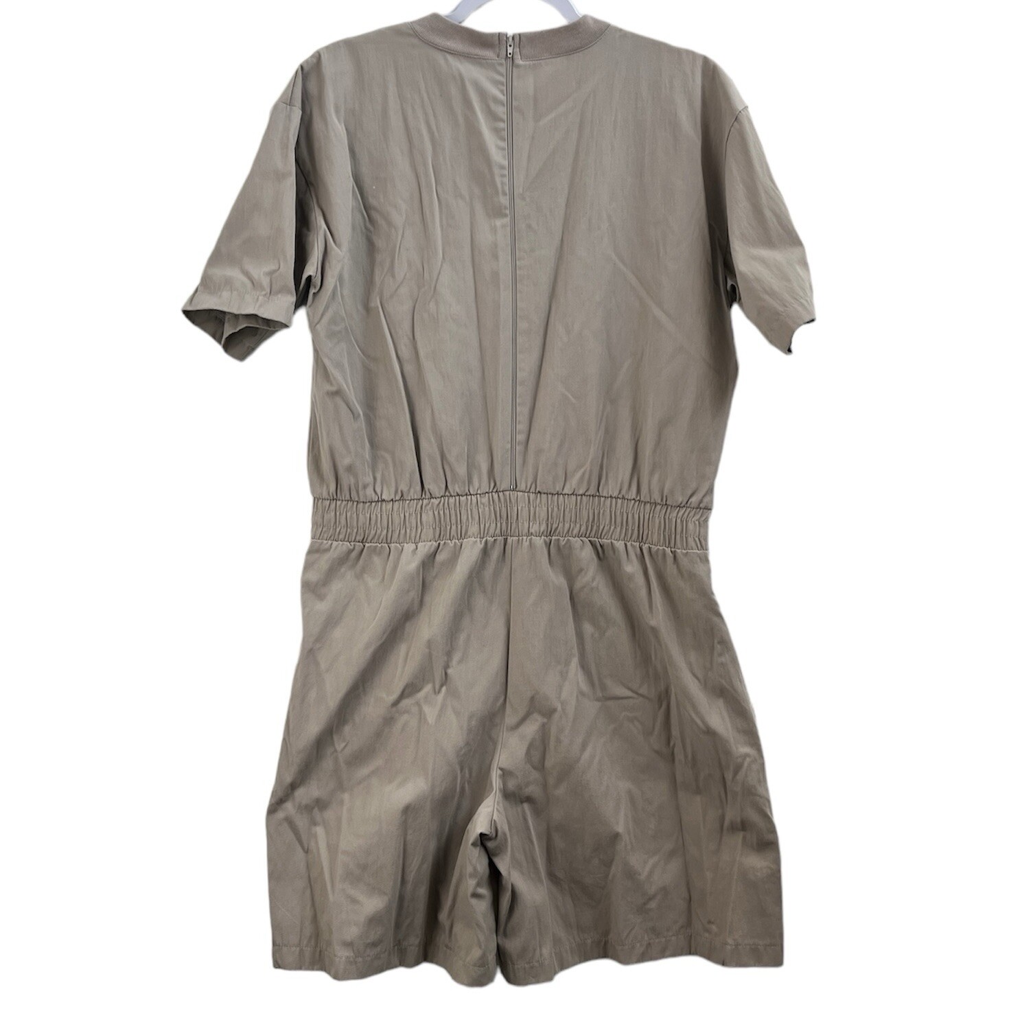 Vintage 80’s Adolfo Sport Khaki Romper Elastic Waist Beading/Studs/Rhinestones