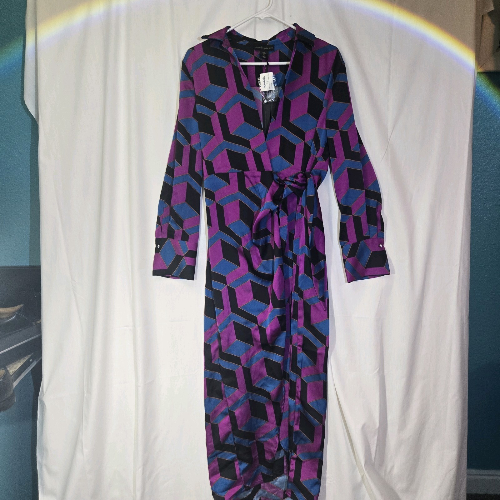 Vintage 1960s Inspired Geometric Wrap Dress By House Of Harlow 1960 Size M