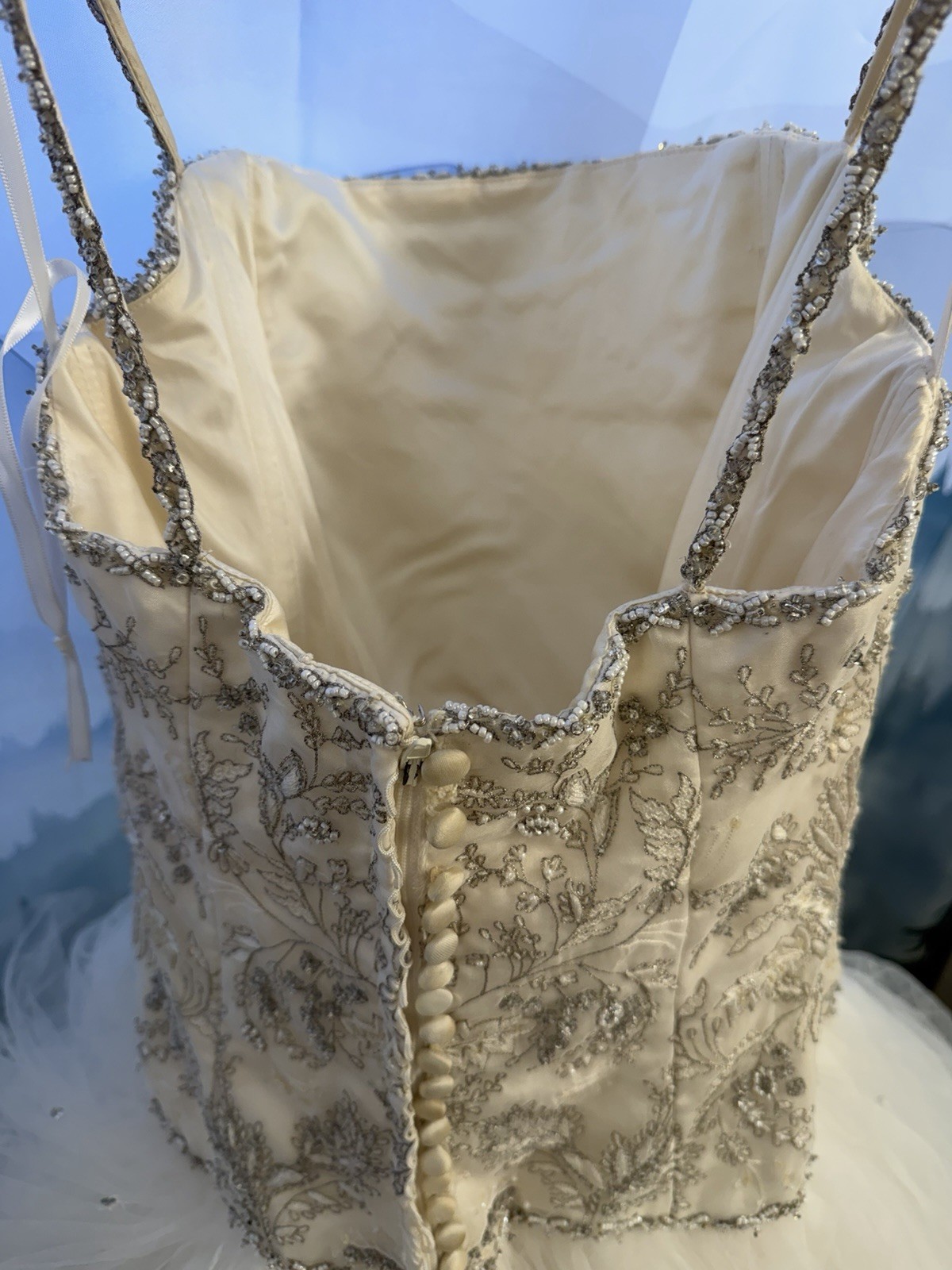 Vintage Lazaro White Wedding Gown with Beaded Bodice (Message With Questions)