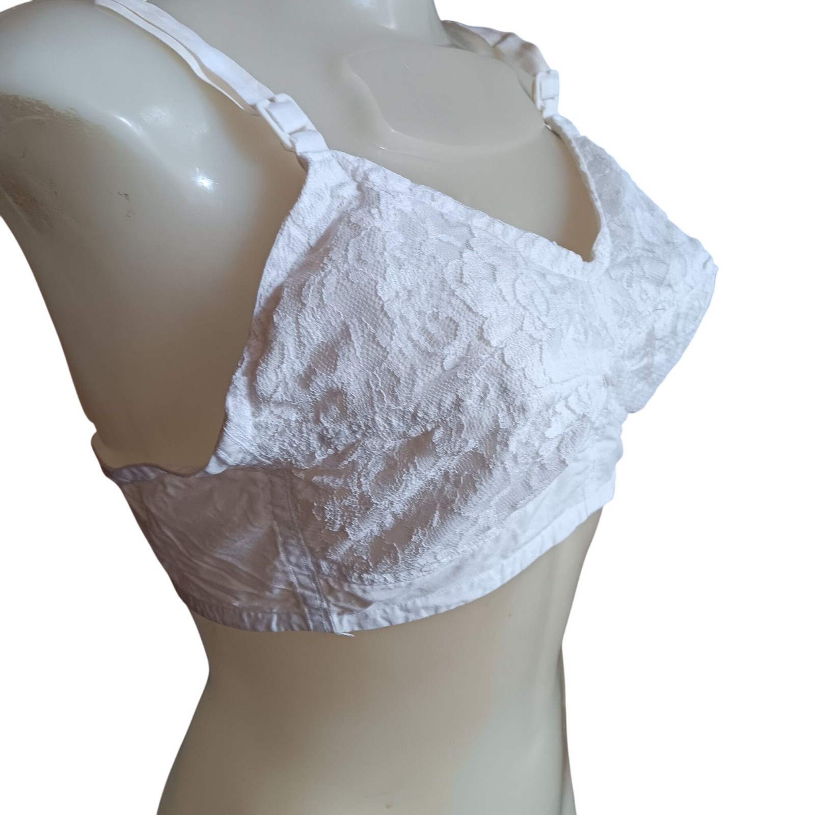Rockabilly Bra 34C Vintage White Lace MCM With Adjustable Straps & Hook Closure