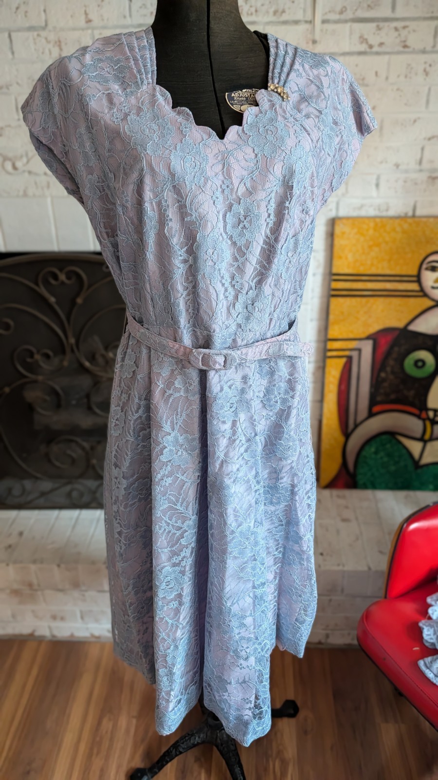 Vintage 50s Taffeta Dress Lace Overlay & Bolero